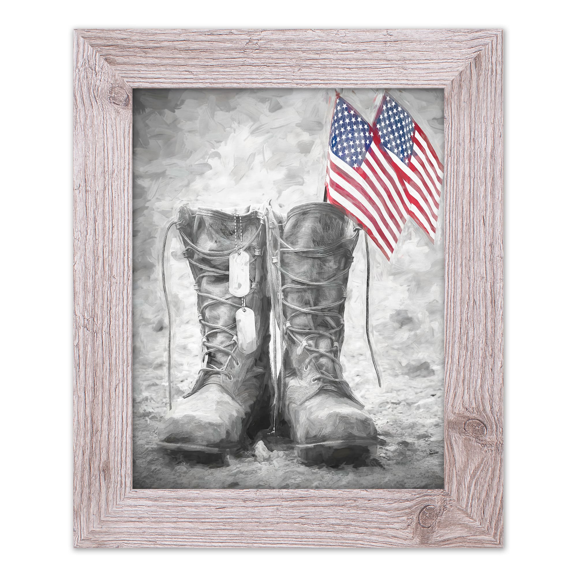 Military Boots Western White Framed Print