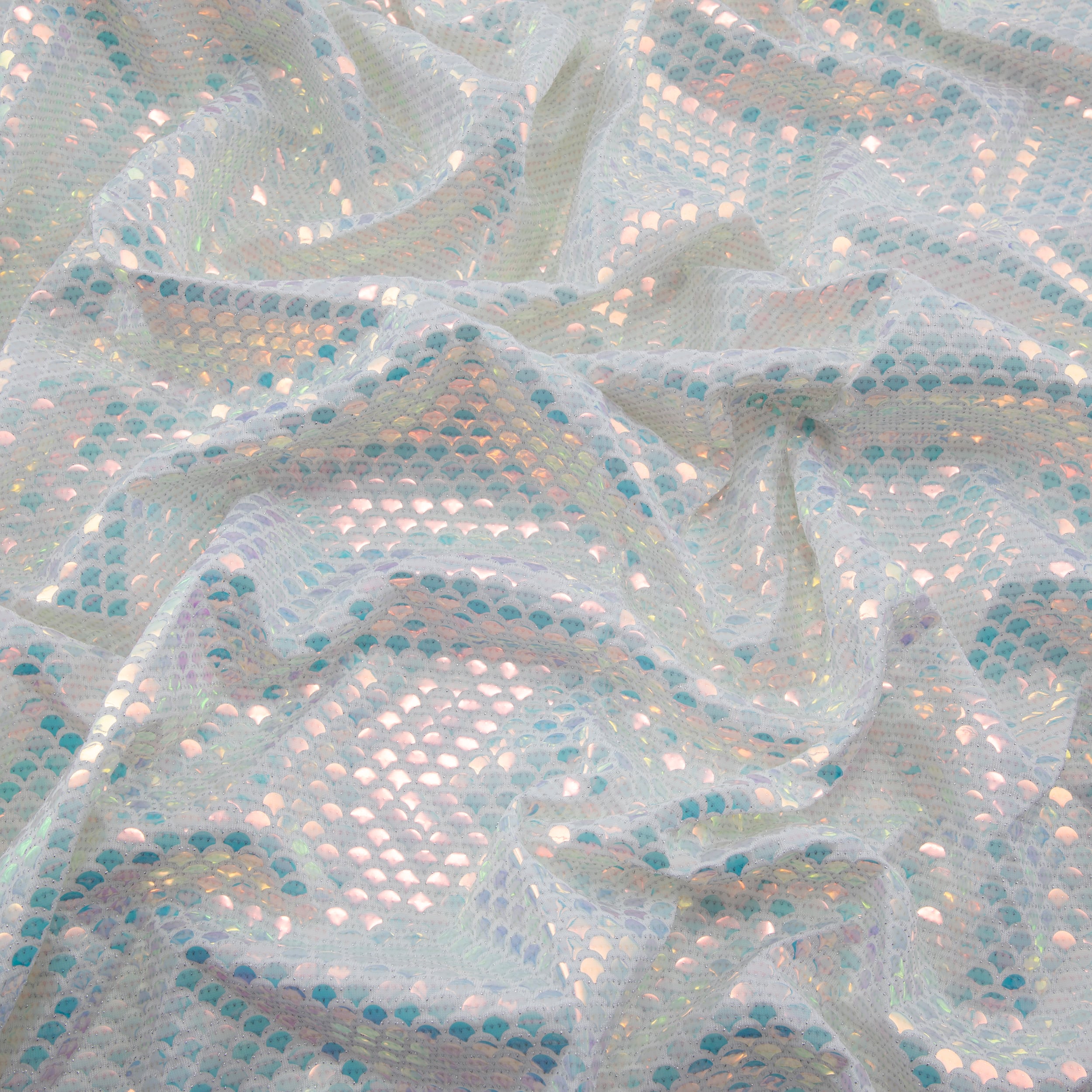 Cosplay by Yaya Han White Iridescent Scale Stretch Fabric