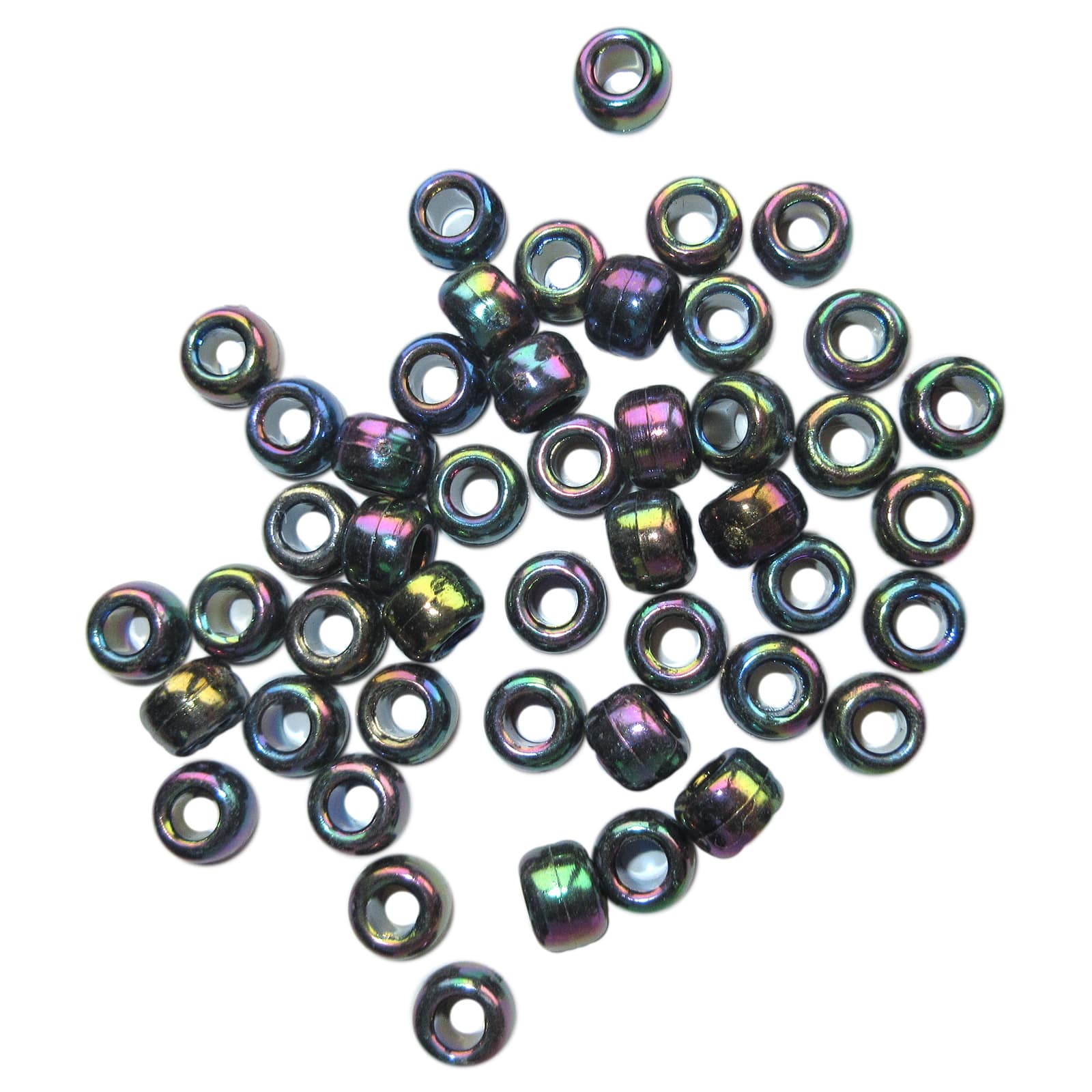 Black Aurora Borealis Pony Beads by Creatology&#x2122;, 6mm x 9mm
