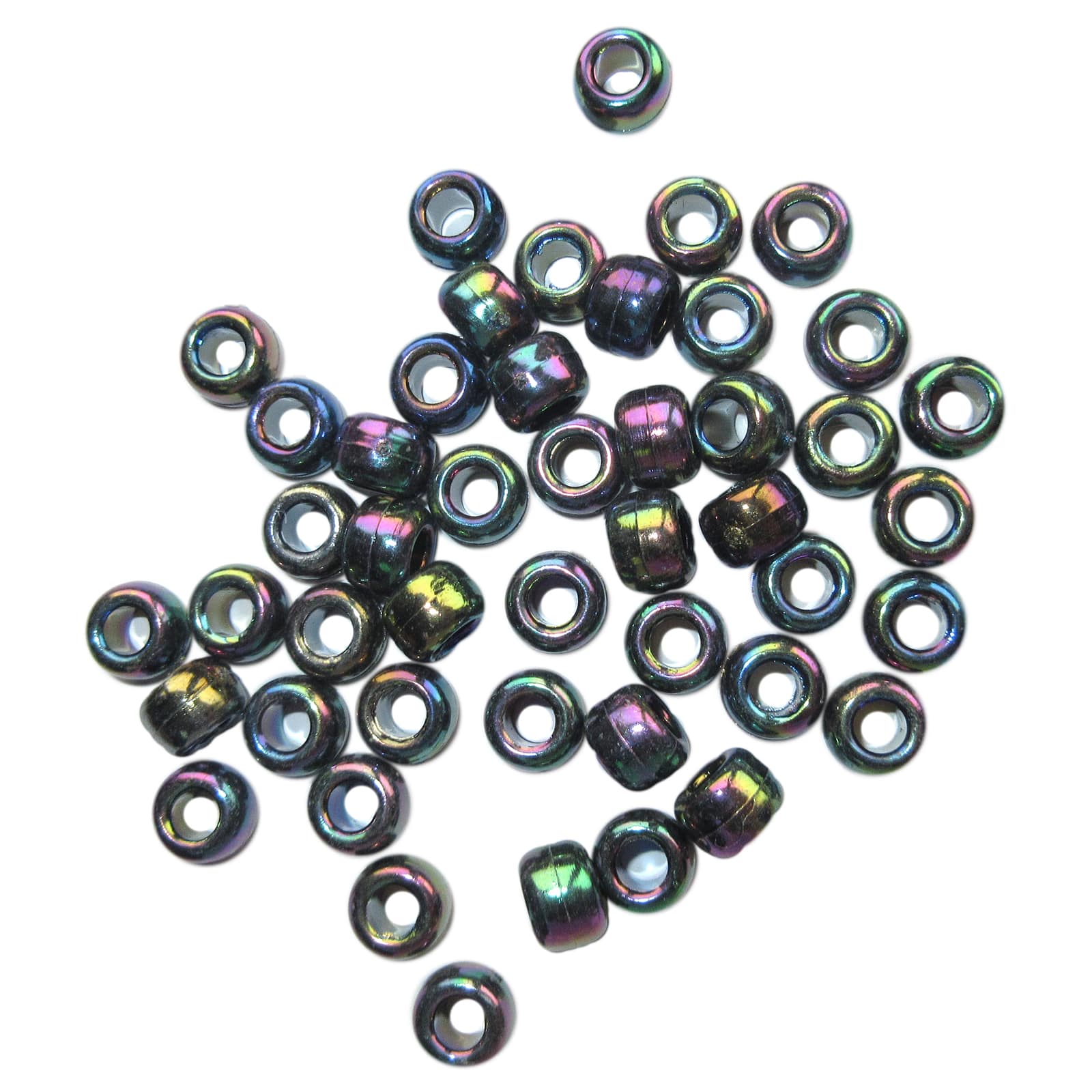 Black Aurora Borealis Pony Beads by Creatology™, 6mm x 9mm