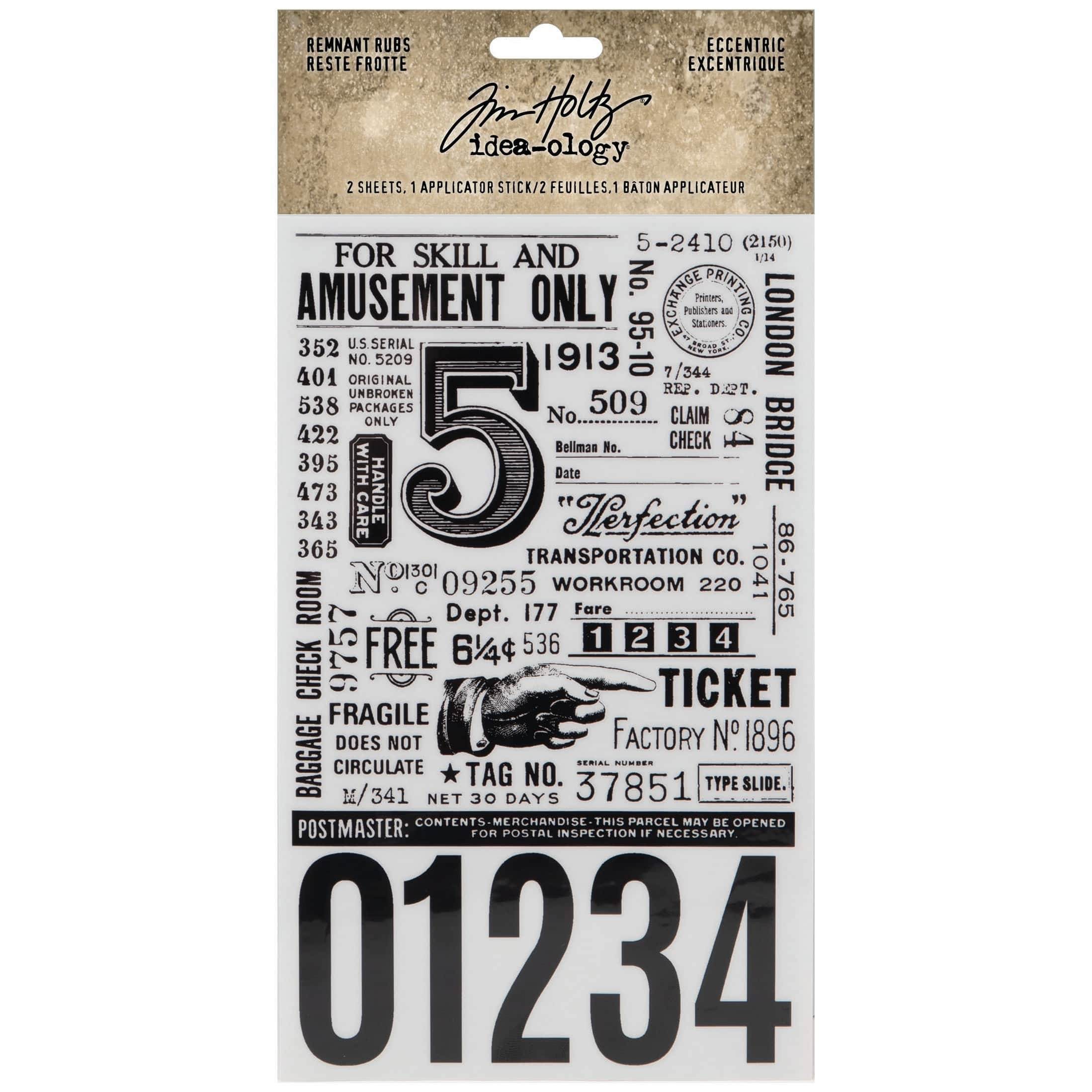 Tim Holtz® Idea-Ology® Remnant Rubs Eccentric Rub-Ons