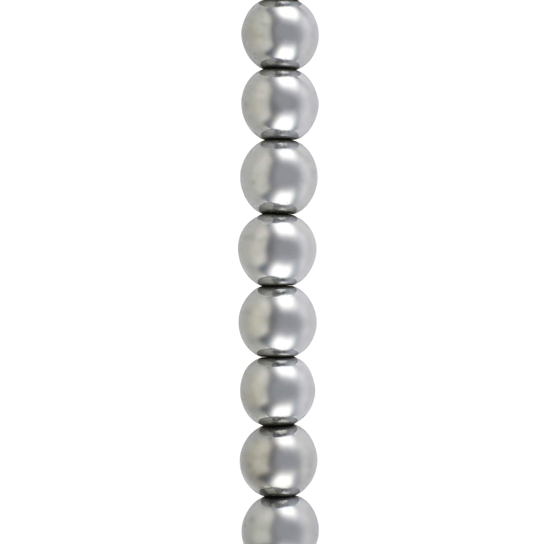 Rhodium Reconstituted Hematite Round Beads by Bead Landing&#x2122;