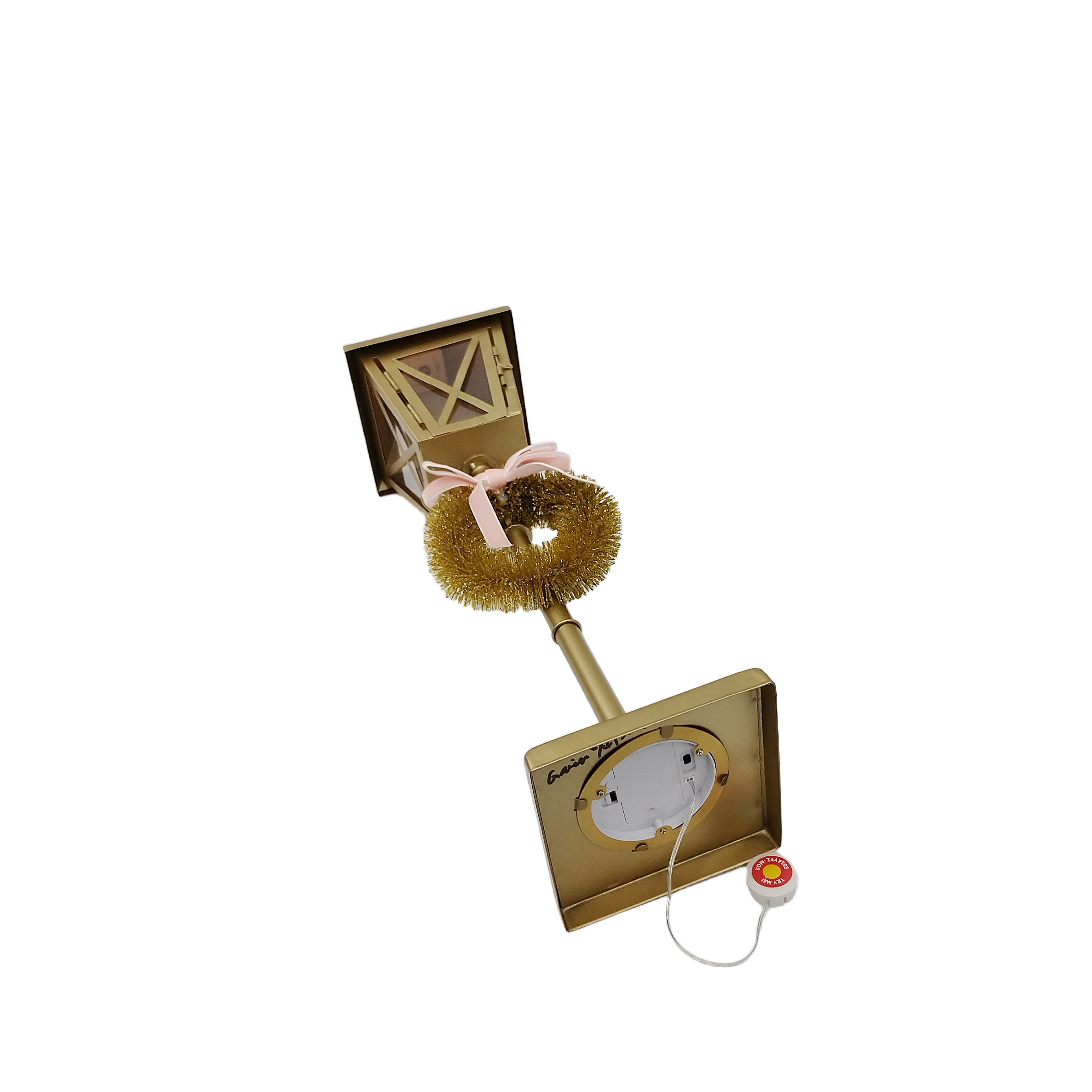 23.75&#x22; Gold Street Lamp with Wreath LED Tabletop D&#xE9;cor by Ashland&#xAE;