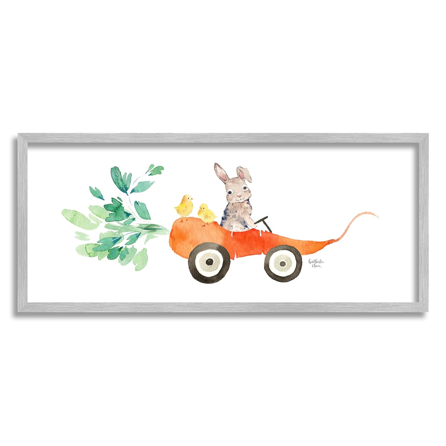 Stupell Industries Spring Rabbit Chicks Riding Seasonal Carrot Wagon Framed Giclee Art