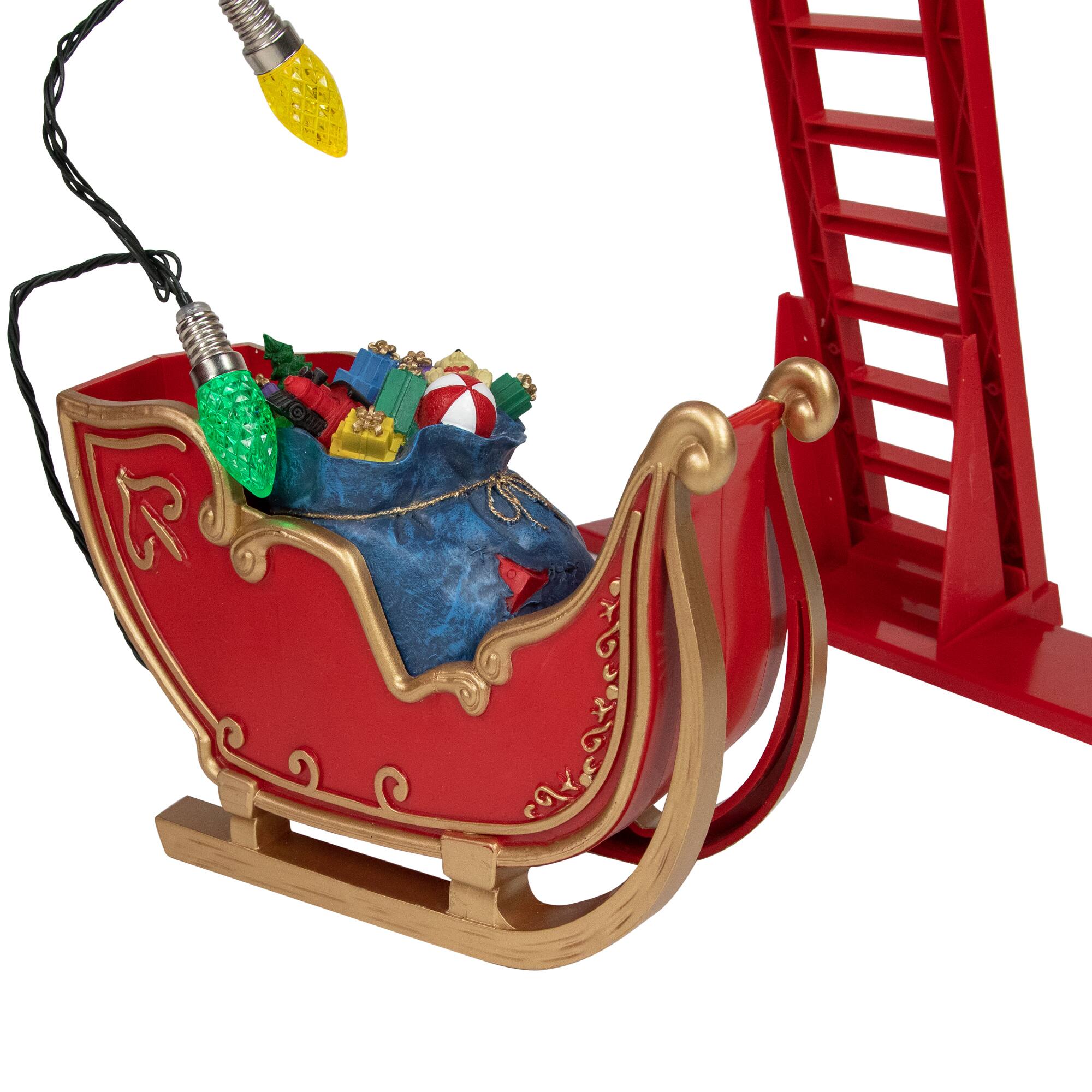 4ft. Animated Lighted Musical Santa Climbing Ladder Christmas Decoration