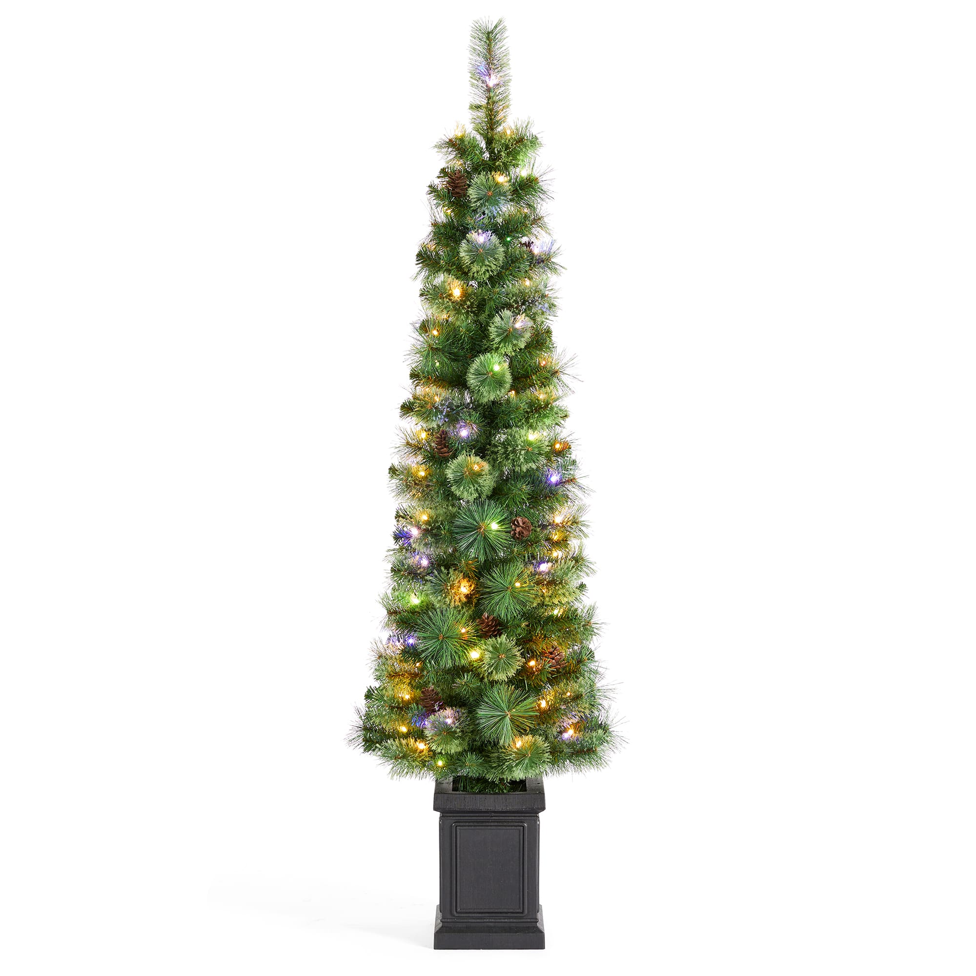 Glitzhome&#xAE; 5ft Pre-Lit Green Cashmere Pine Christmas Porch Tree, Multi-color LED Lights