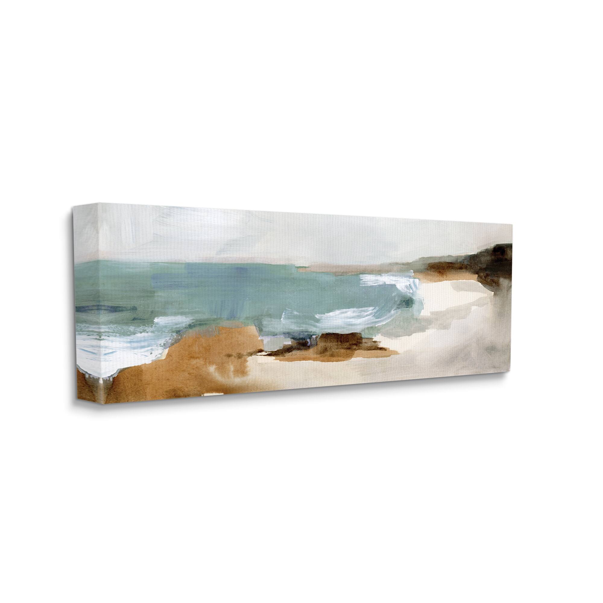 Stupell Industries Cloudy Grey Beach Landscape Abstraction Crashing Waves Canvas Wall Art