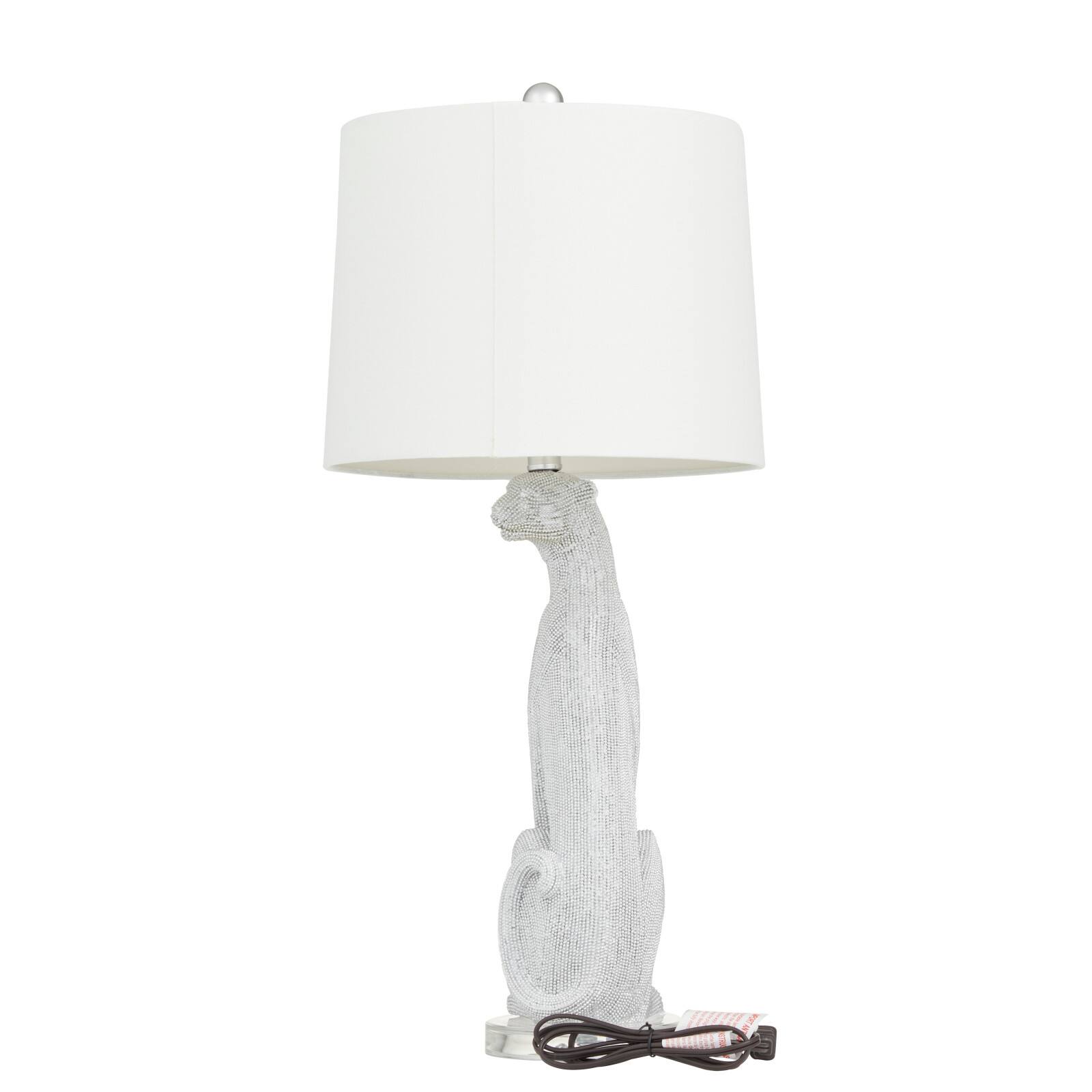 29&#x22; Polystone Glam Leopard Table Lamps, 2ct.