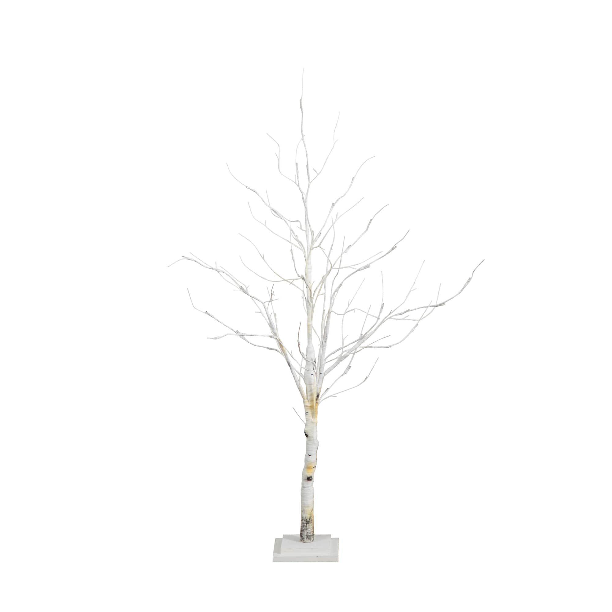 4ft. Pre-Lit White Birch Artificial Christmas Tree, White LED Lights