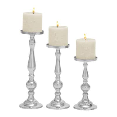 Silver Aluminum Traditional Candle Holder Set | Michaels