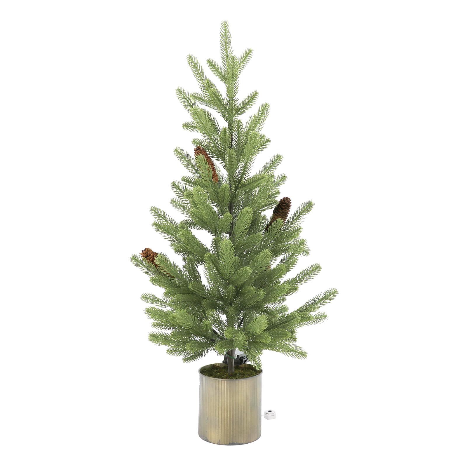 32&#x22; Pre-Lit Pine &#x26; Pinecone Accent Tree in Metal Bucket by Ashland&#xAE;