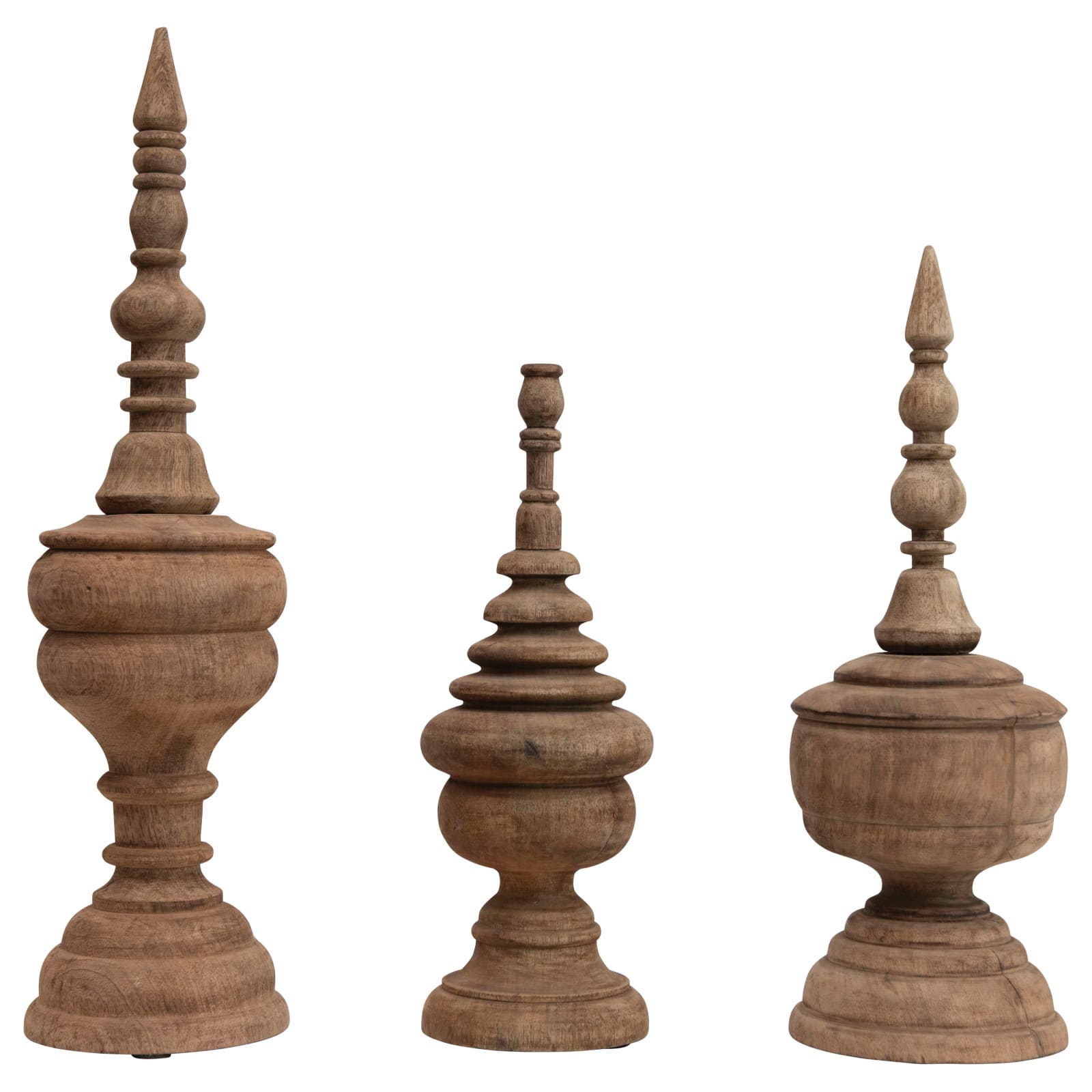 Hello Honey® Carved Mango Wood Finial Set