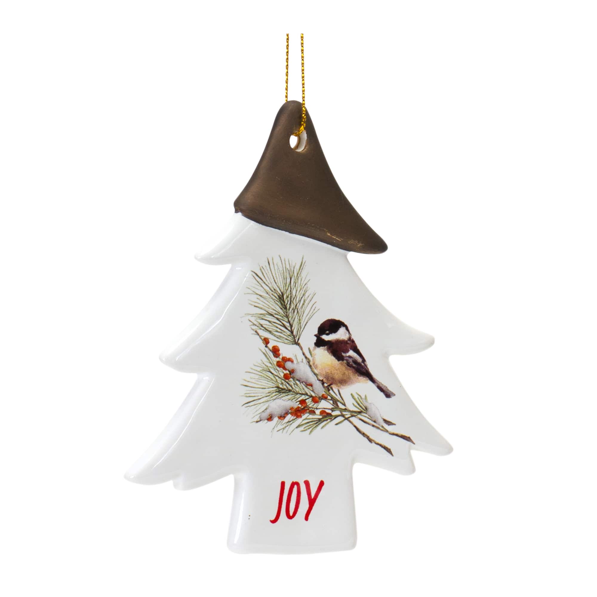 12ct. 4.5&#x22; Chickadee Joy &#x26; Peace Tree Ornaments