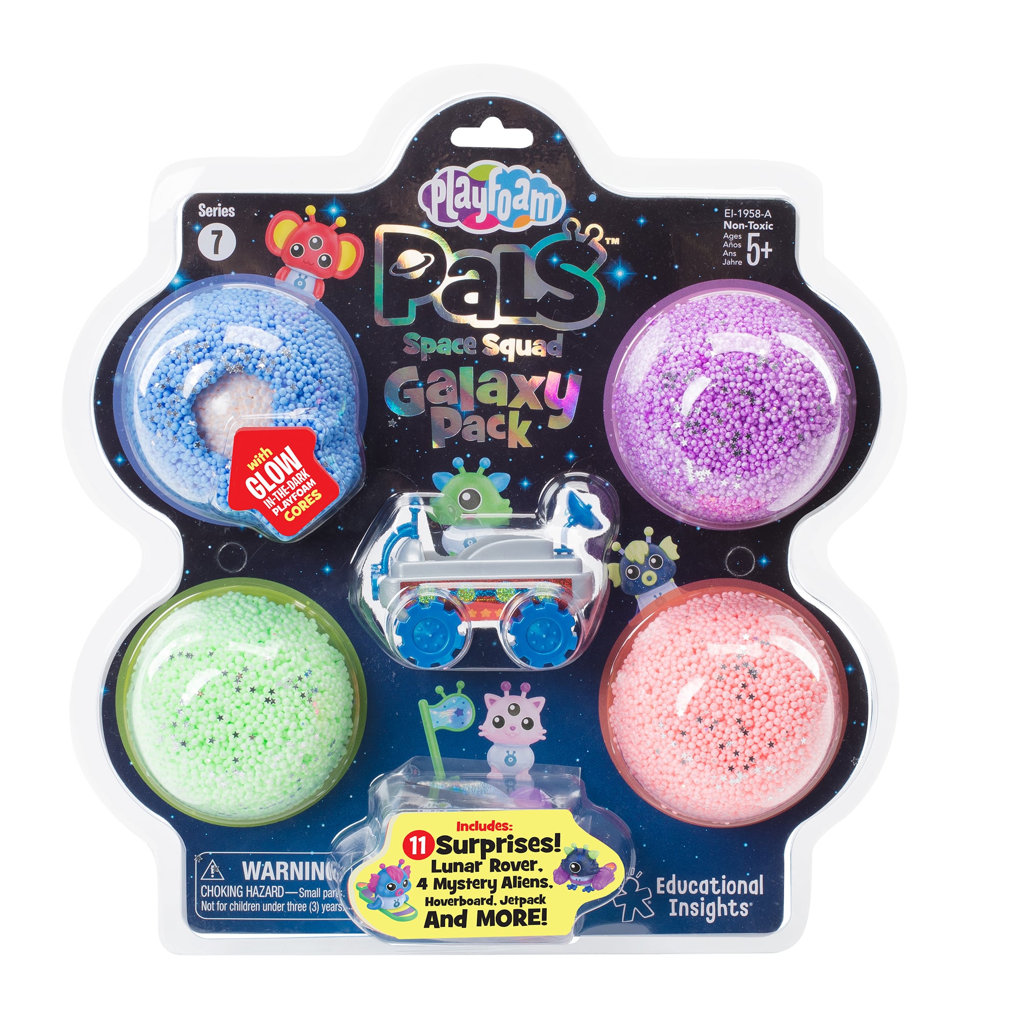 Educational Insights Space Squad Blue, Sparkle Purple, Sparkle Green &#x26; Sparkle Coral Playfoam Galaxy Pack