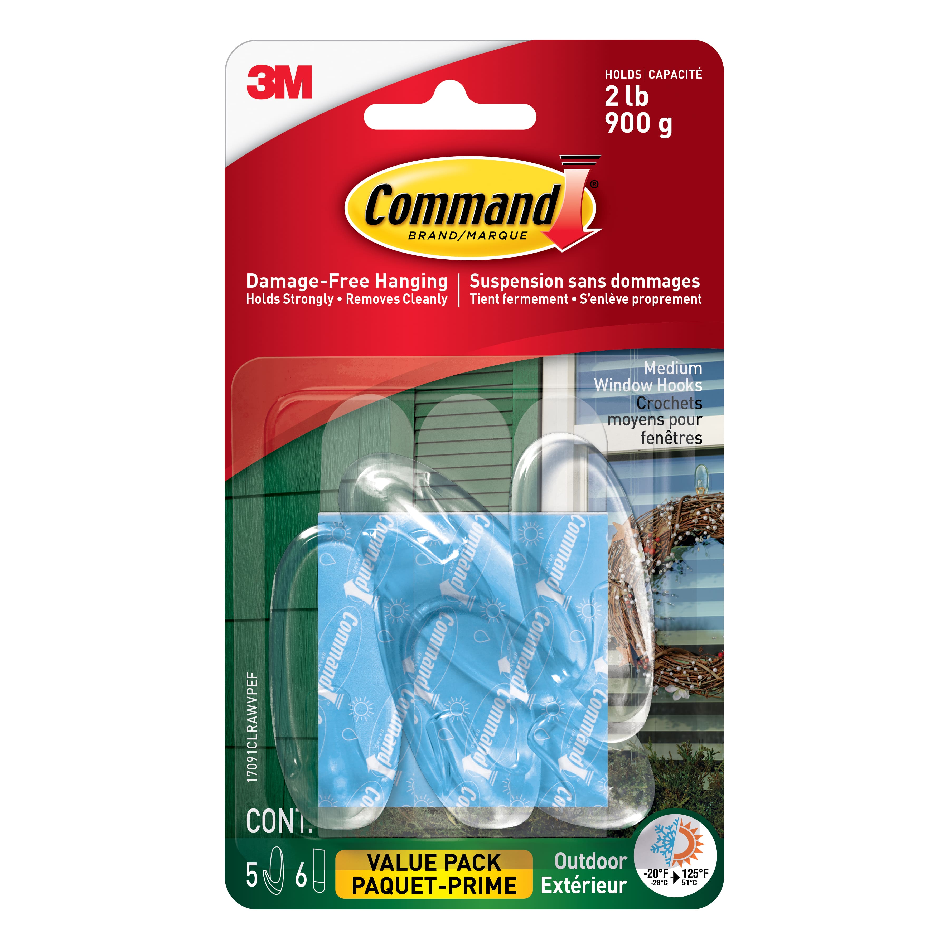 Command™ Outdoor Clear Medium Window Hooks Value Pack