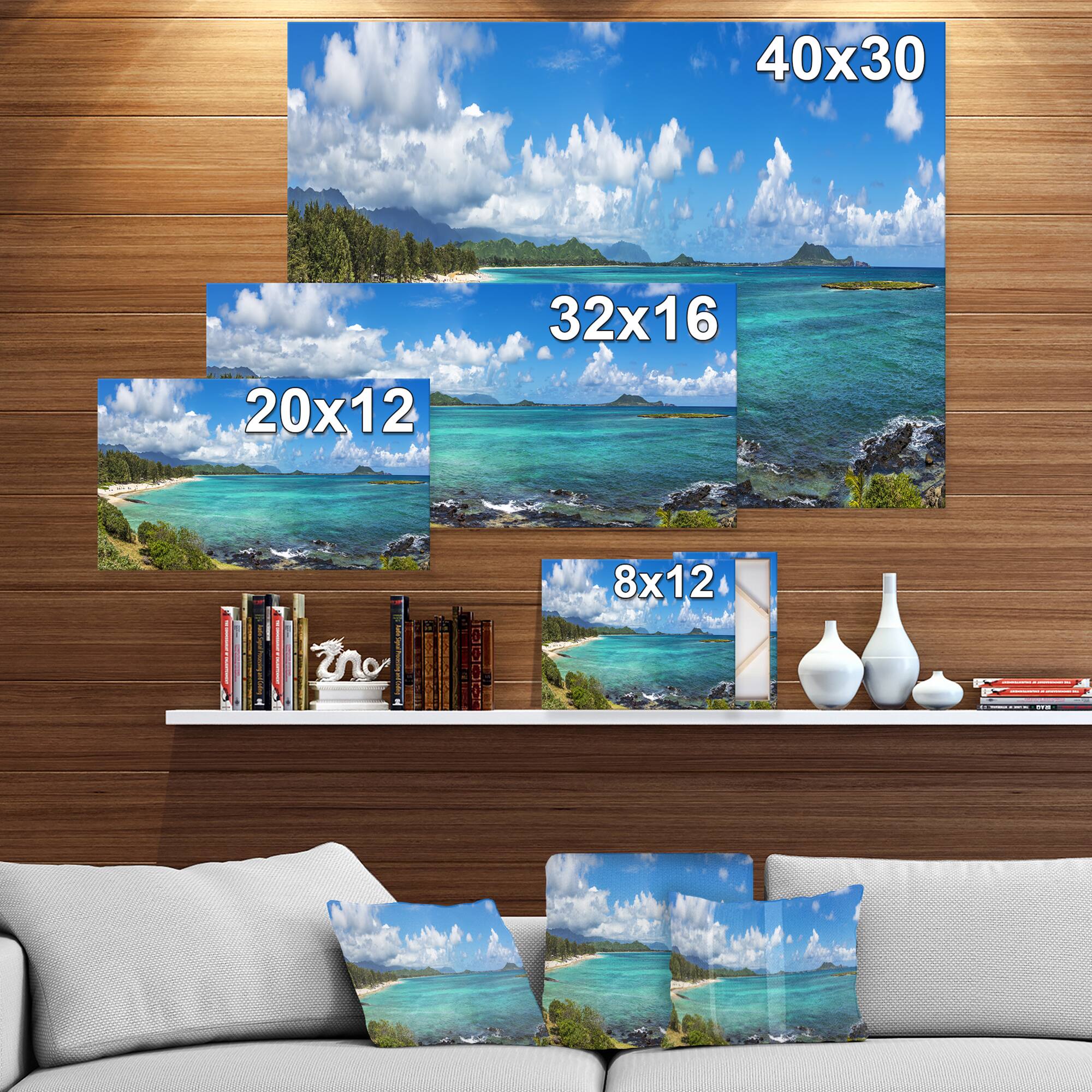 Designart - Kailua Beach in Oahu - Landscapes Sea &#x26; Shore Photographic on wrapped Canvas
