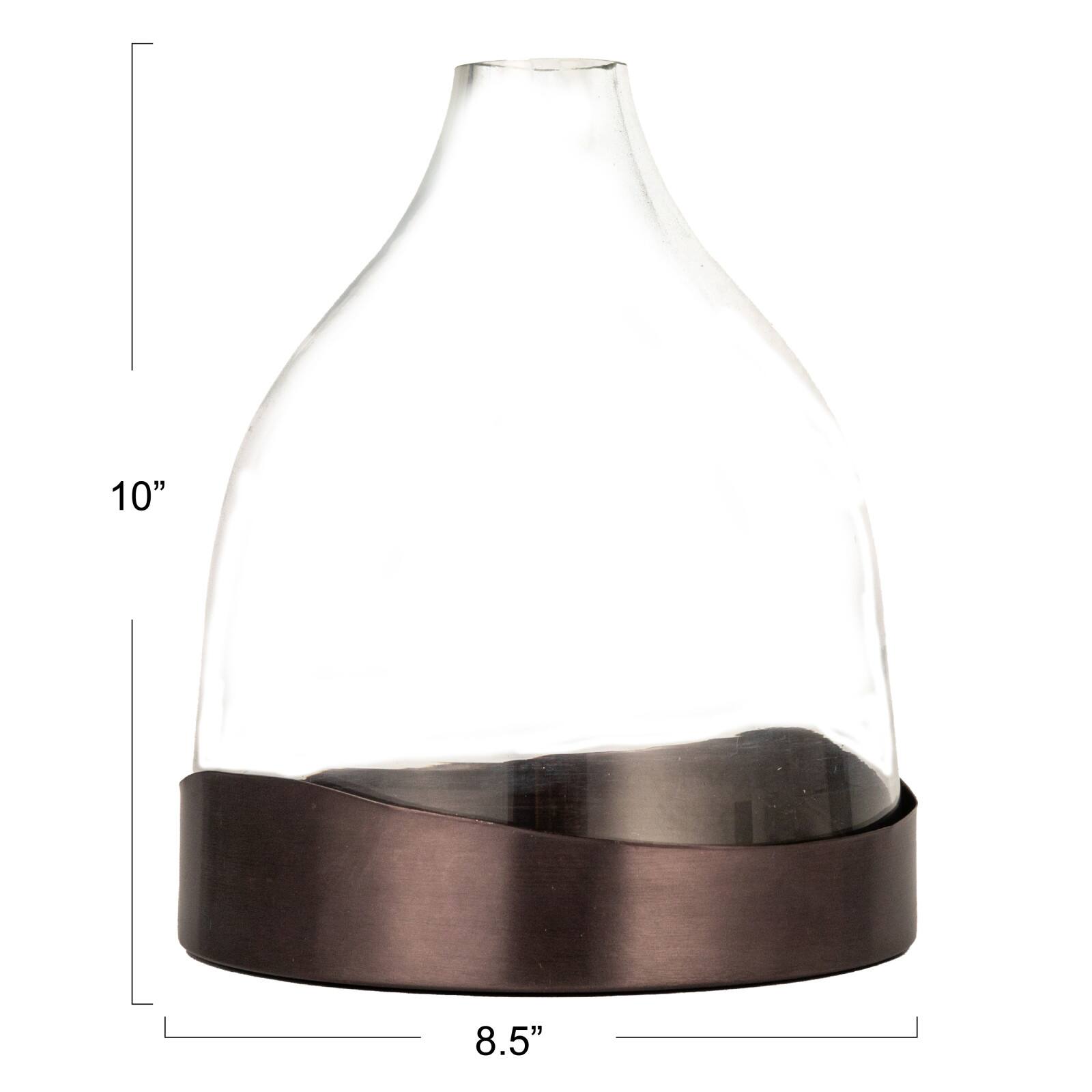 Hello Honey&#xAE; 10&#x22; Clear &#x26; Black Metal Sophisticated Glass Cloche with Metal Tray