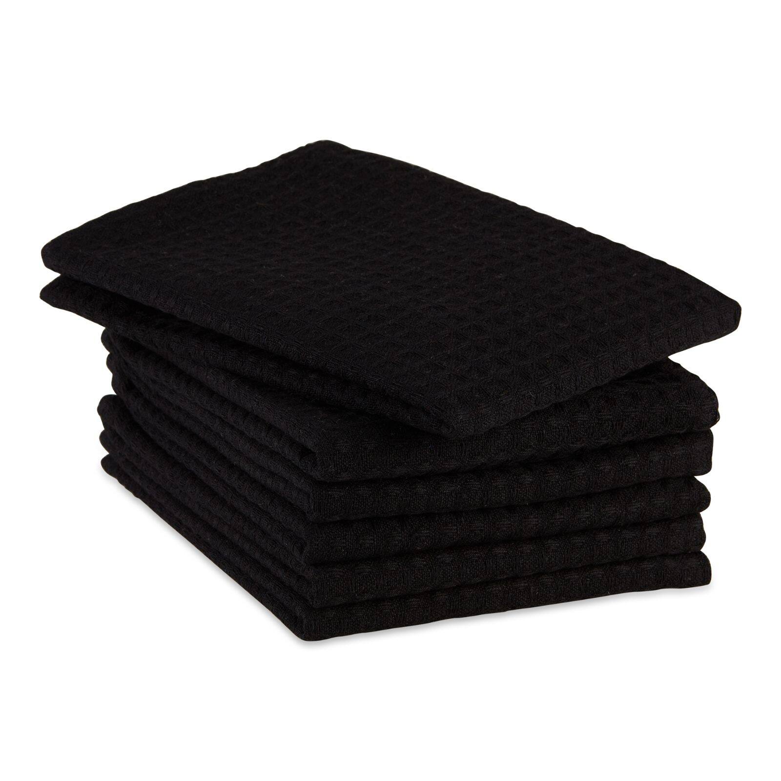 DII® Black Recycled Cotton Waffle Dish Towels, 6ct.