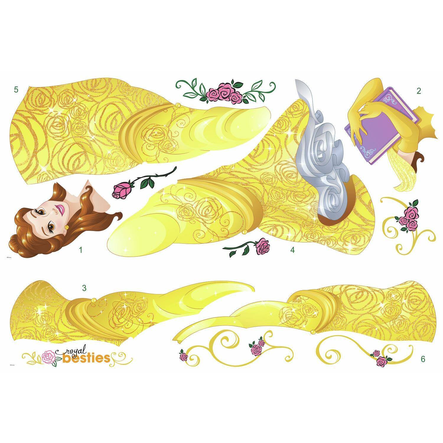 RoomMates Disney Princess Sparkling Belle Peel & Stick Giant Decals ...