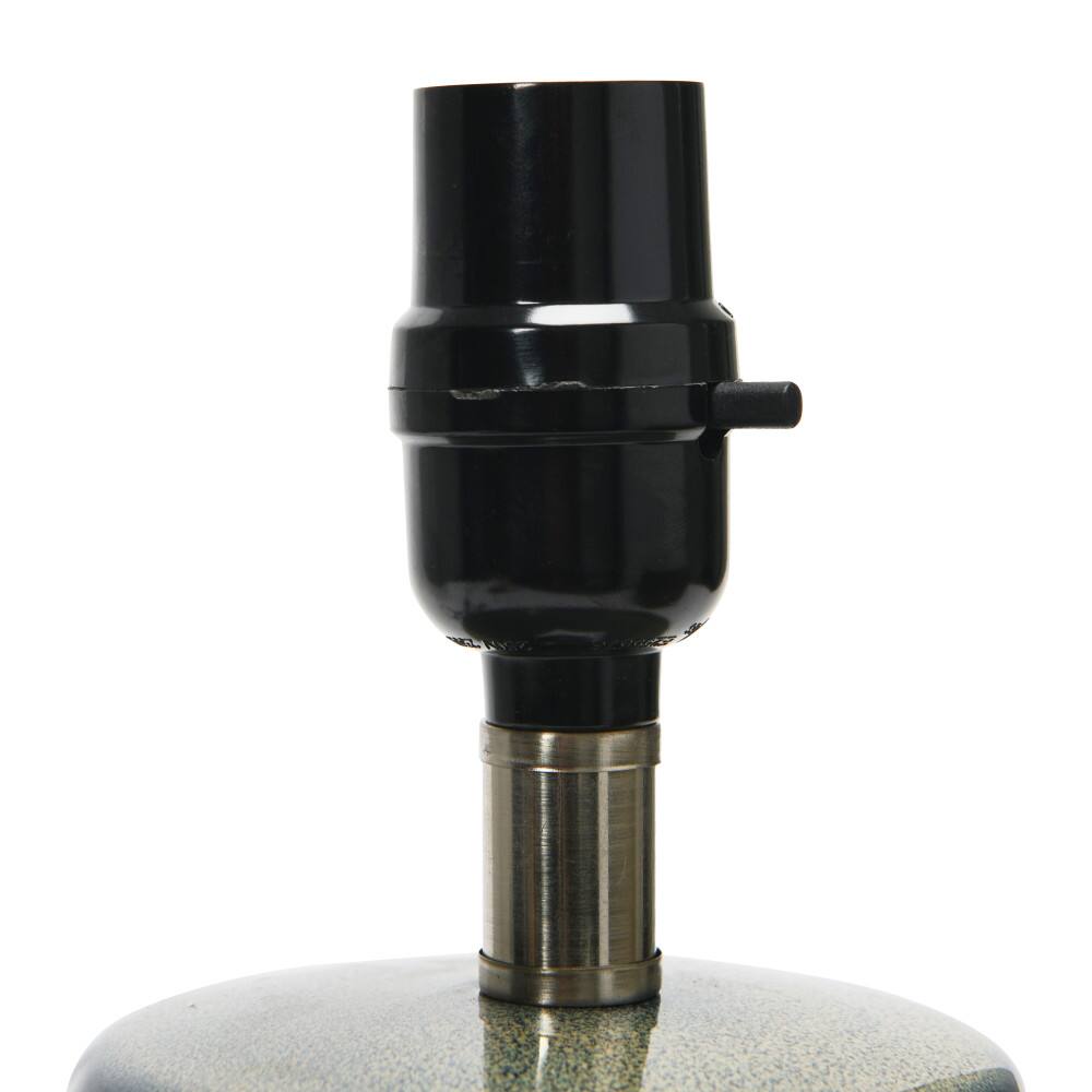 Hello Honey® 17.5" Green Reactive Glaze Footed Debossed Stoneware Table Lamp with Linen Shade