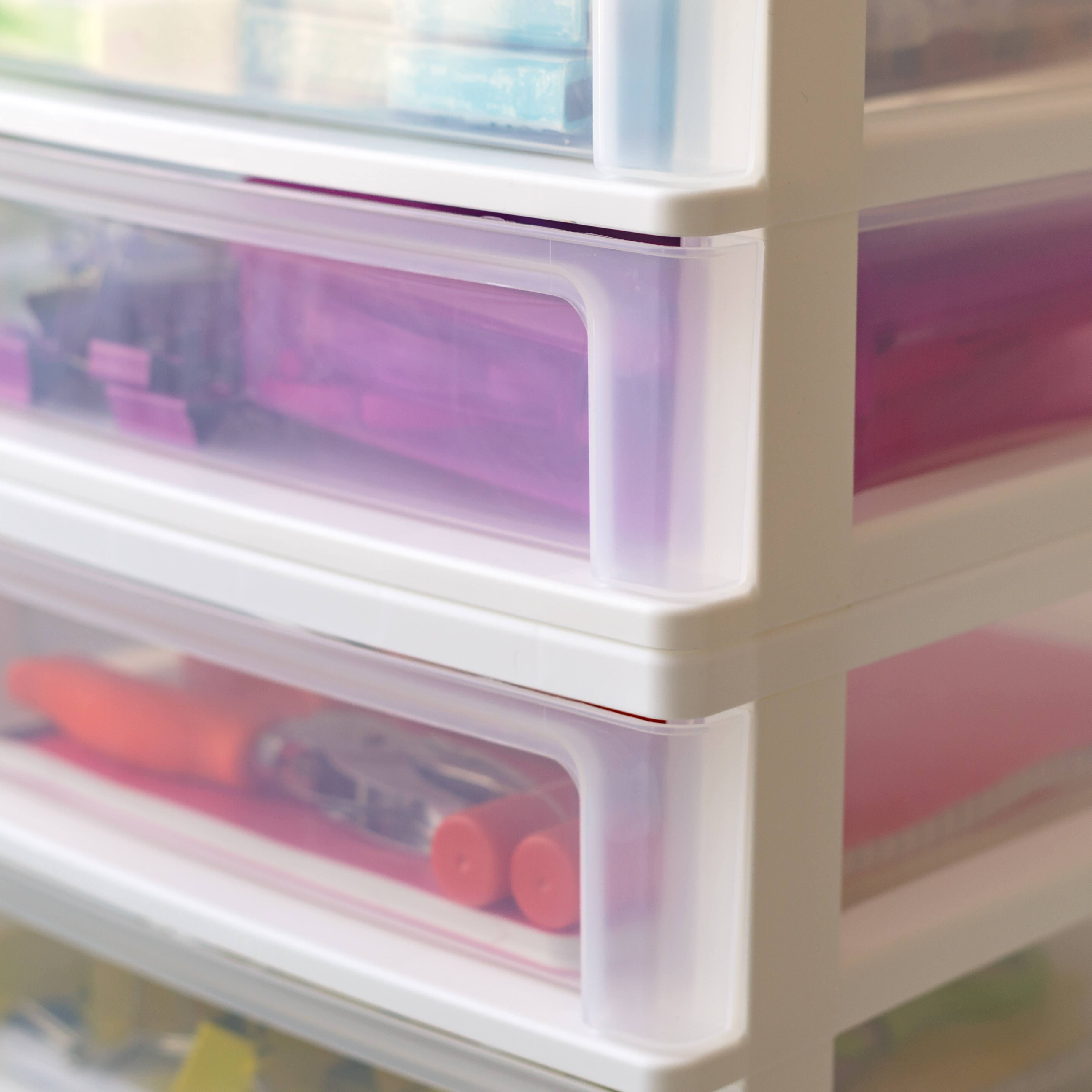 IRIS White 4-Drawer Desktop Plastic Drawer Organizer