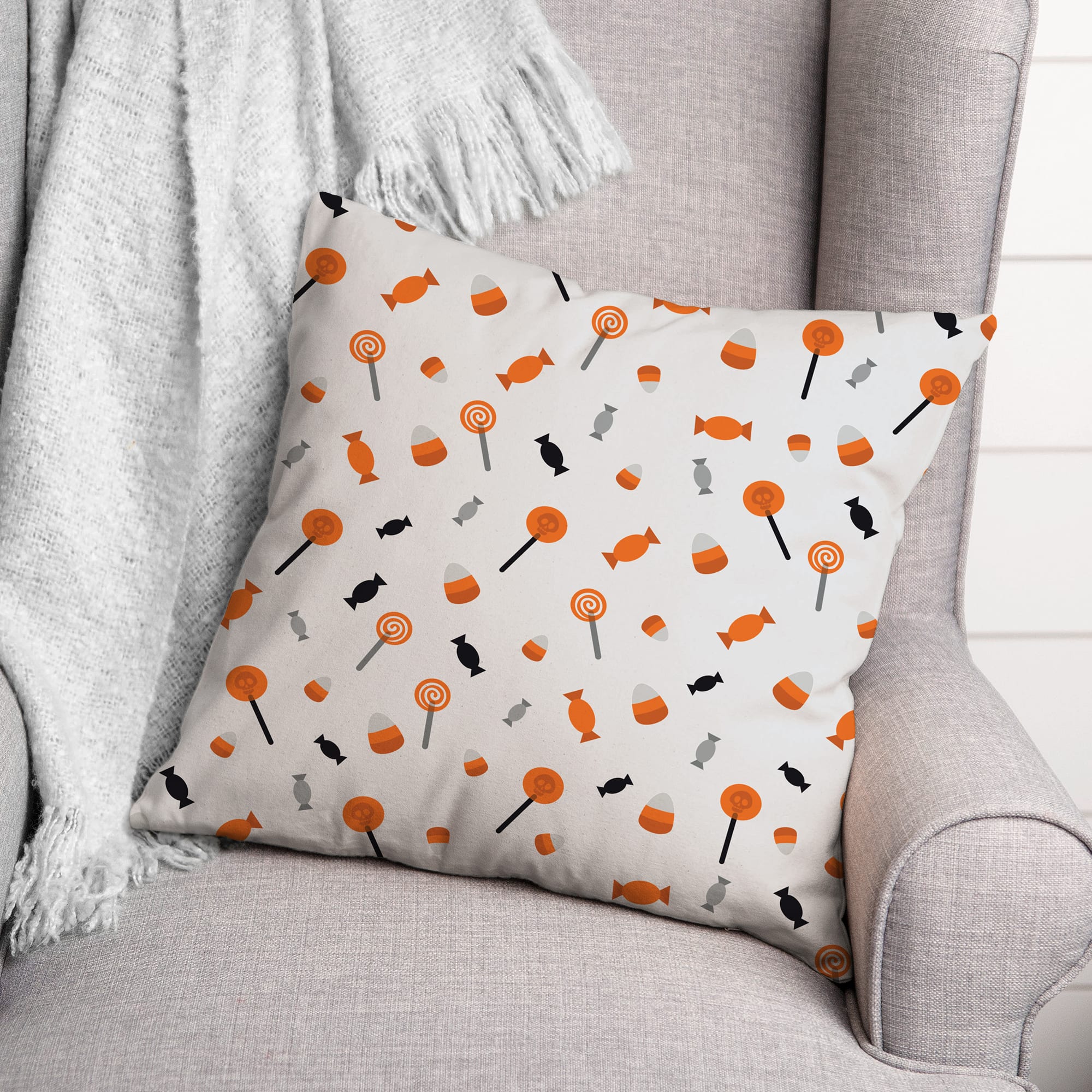 Halloween Candy Throw Pillow