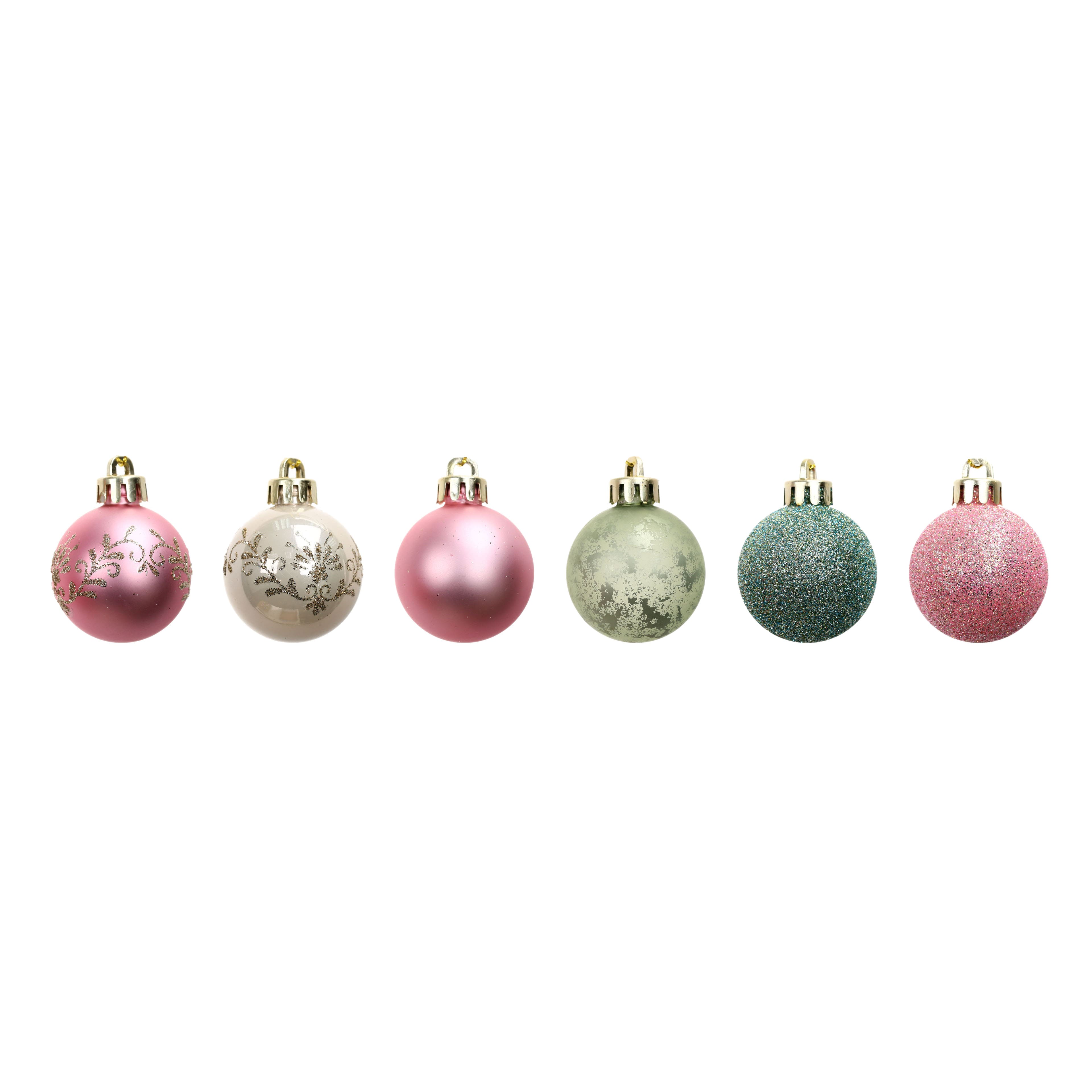 Assorted Pink, Green &#x26; Champagne Ball Plastic Ornament Tube by Ashland&#xAE;, 1pc.