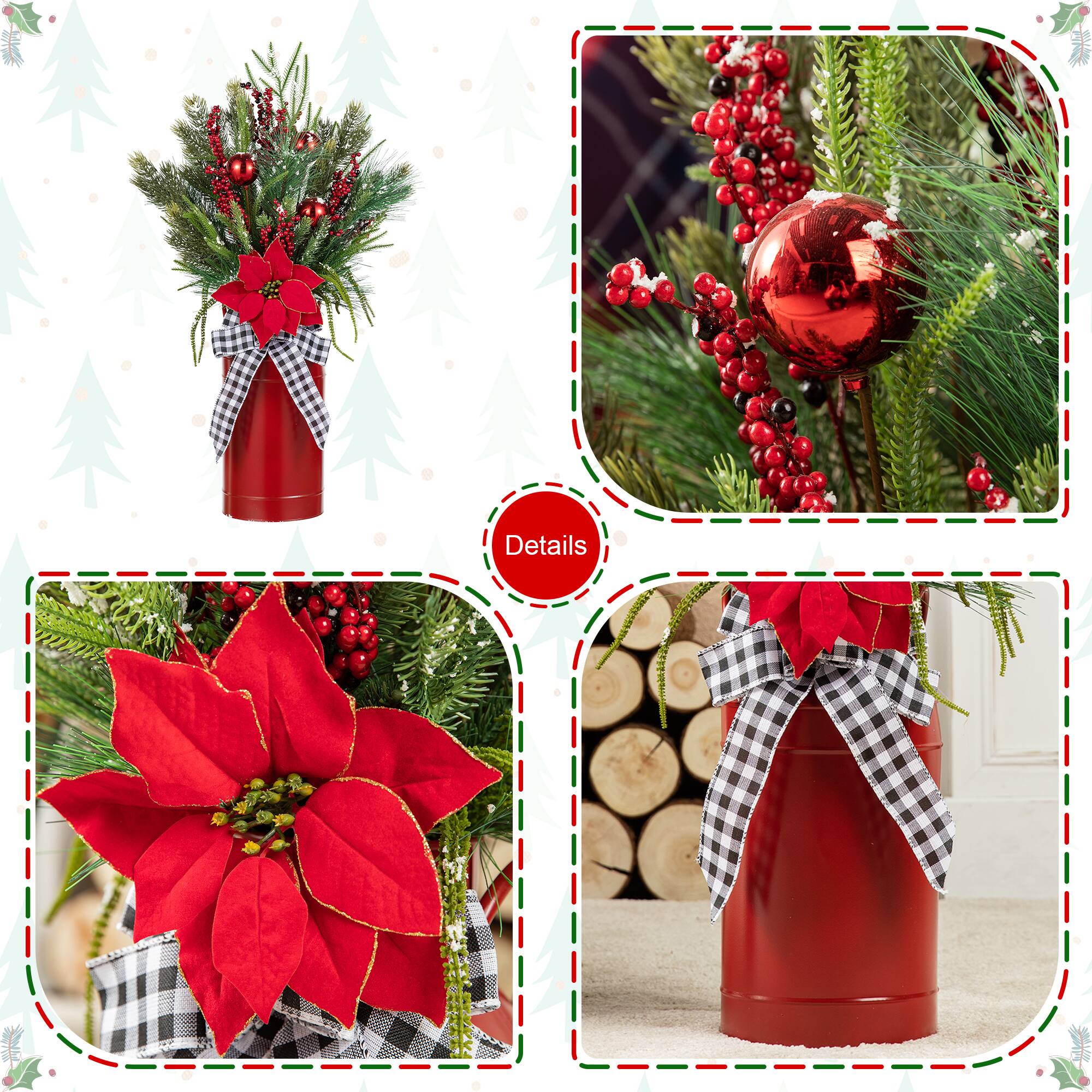 Glitzhome® 35" Christmas Poinsettia Floral Porch Tree in Red Container