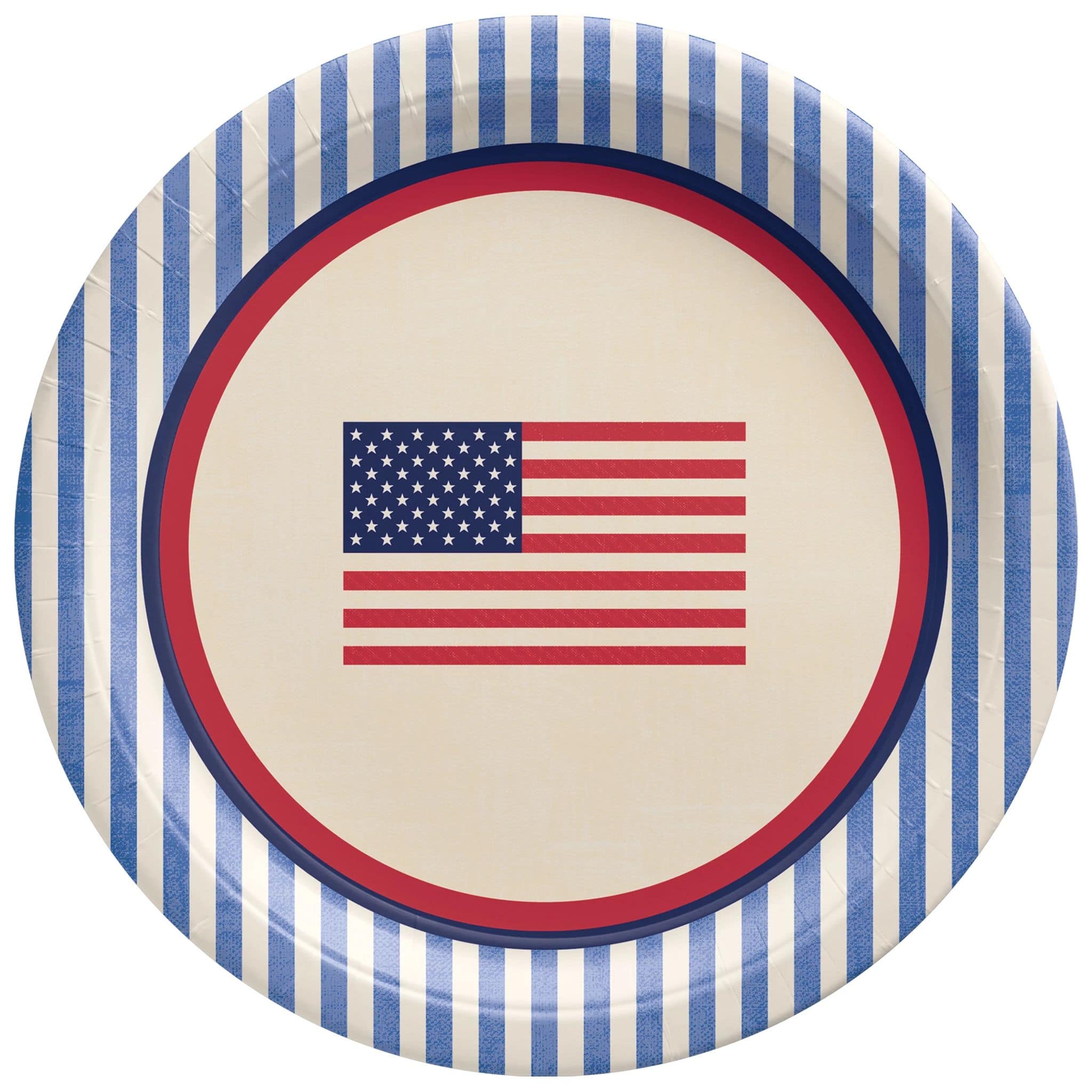 7&#x22; Americana Stripe Round Paper Dessert Plates, 32ct.