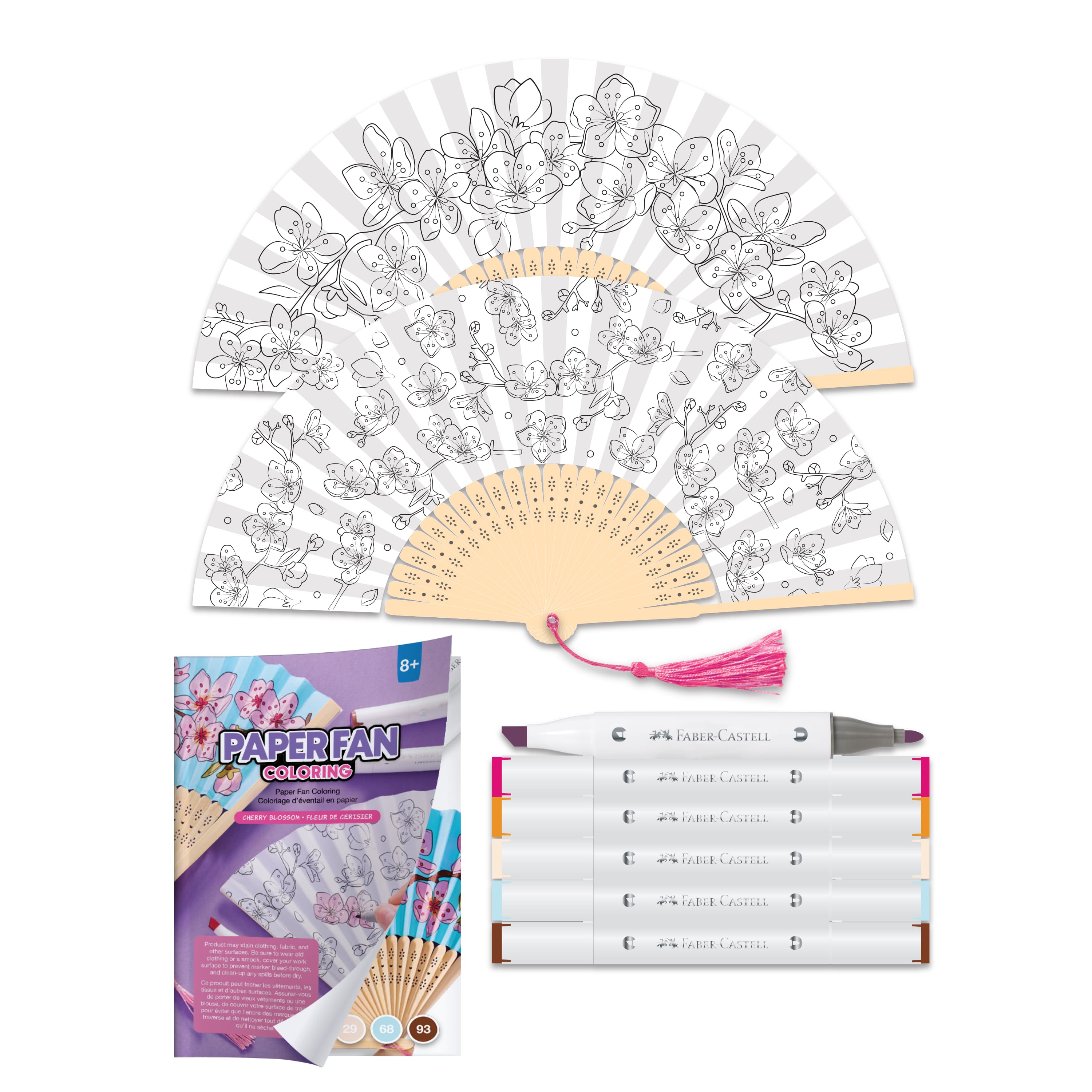 Faber-Castell&#xAE; Cherry Blossom Paper Fan Coloring Kit