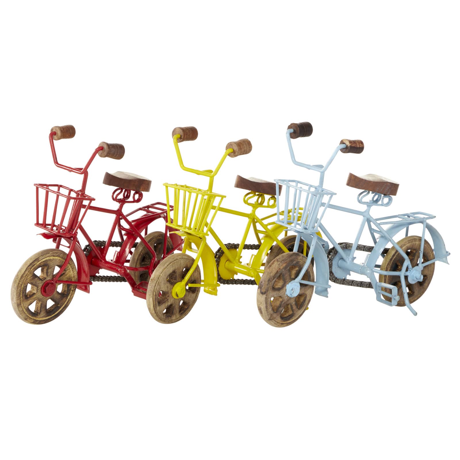 10&#x22; Multi-Colored Metal Vintage Bicycle Sculpture, 3ct.