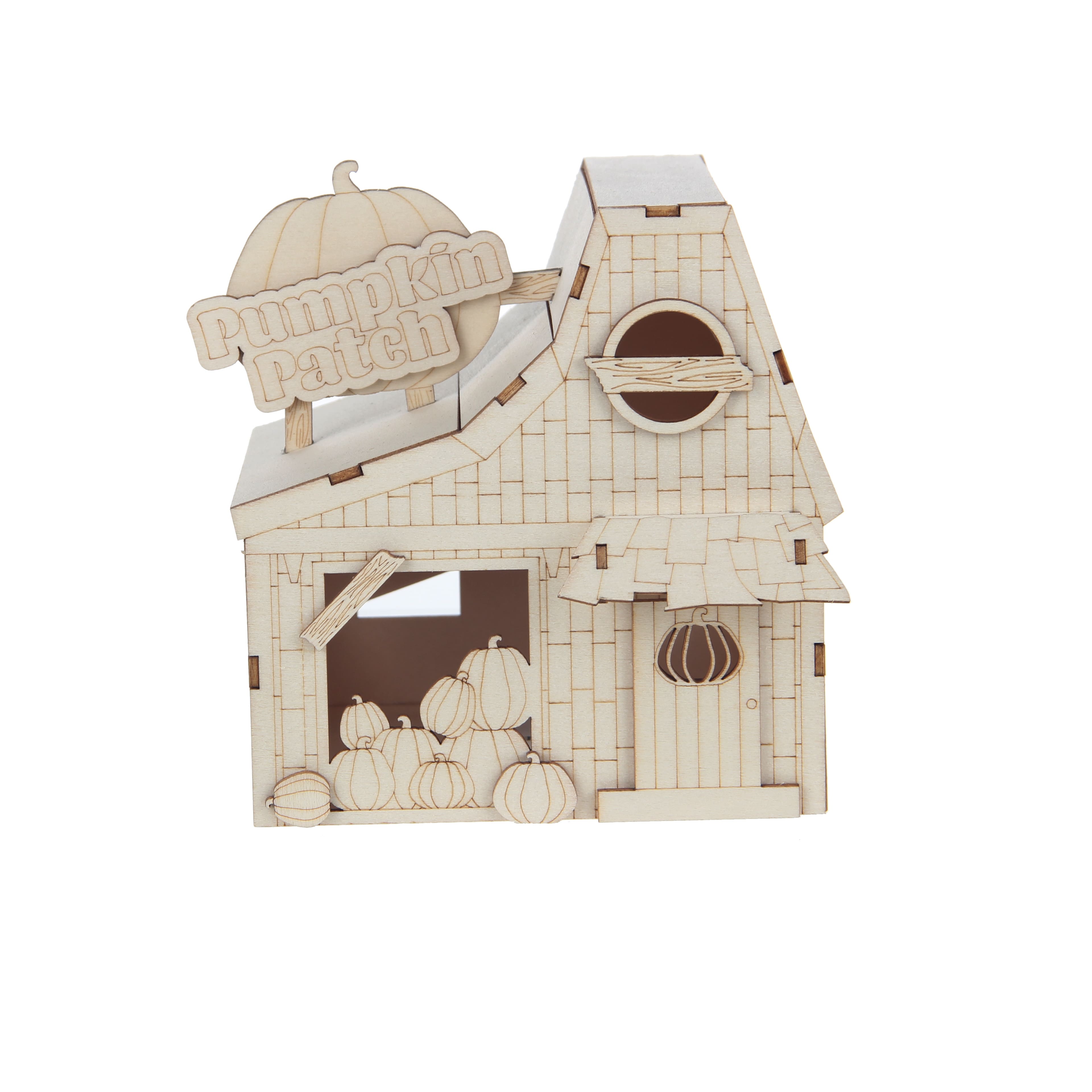 6&#x22; DIY Village Pumpkin Patch LED Wood D&#xE9;cor by Make Market&#xAE;