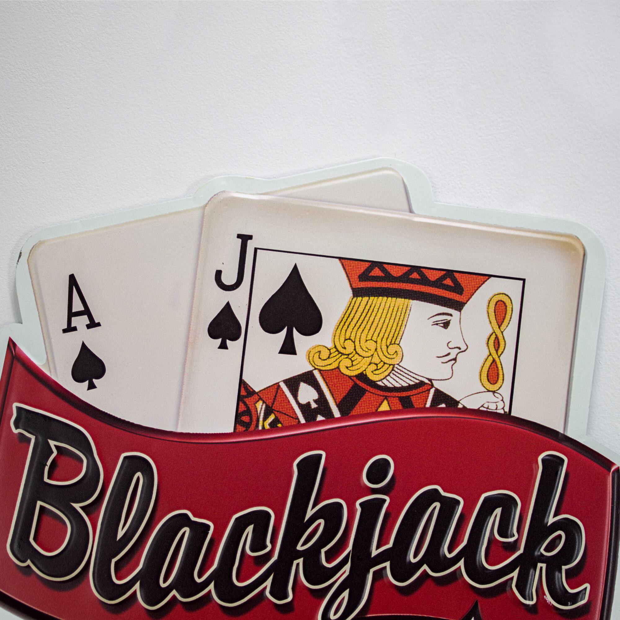 American Art D&#xE9;cor&#x2122; 16.5&#x22; Blackjack 21 Embossed Metal Sign