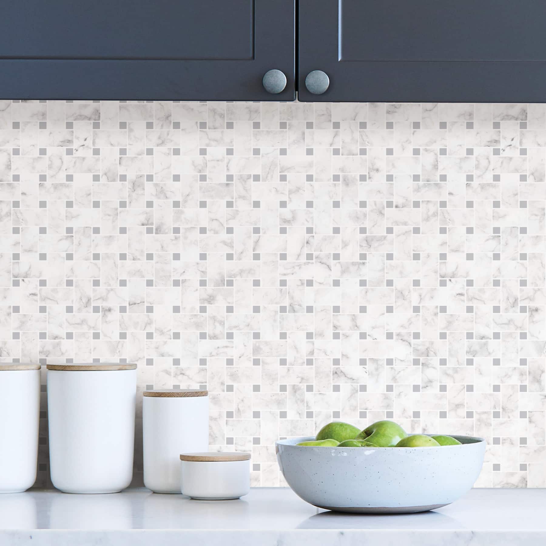 InHome Bianco Carrara Tile Peel & Stick Backsplash