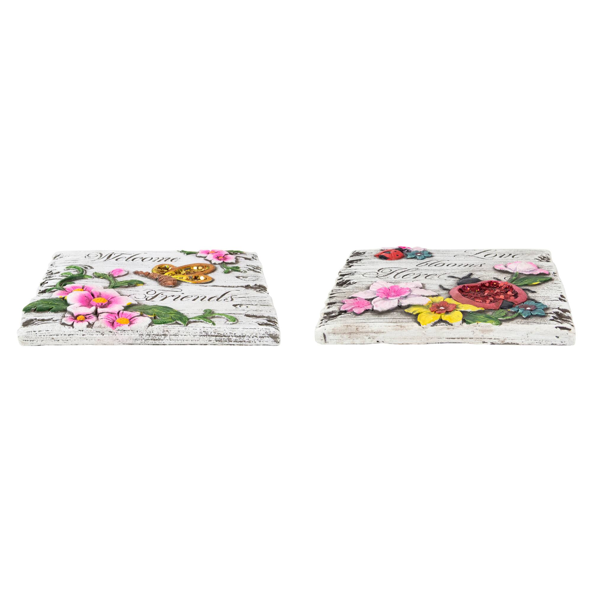 7&#x22; Floral Outdoor Garden Stones Set