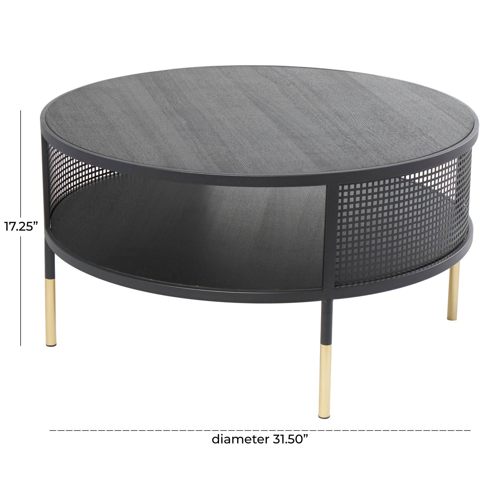 32&#x22; Black Metal Open Grid Frame Coffee Table