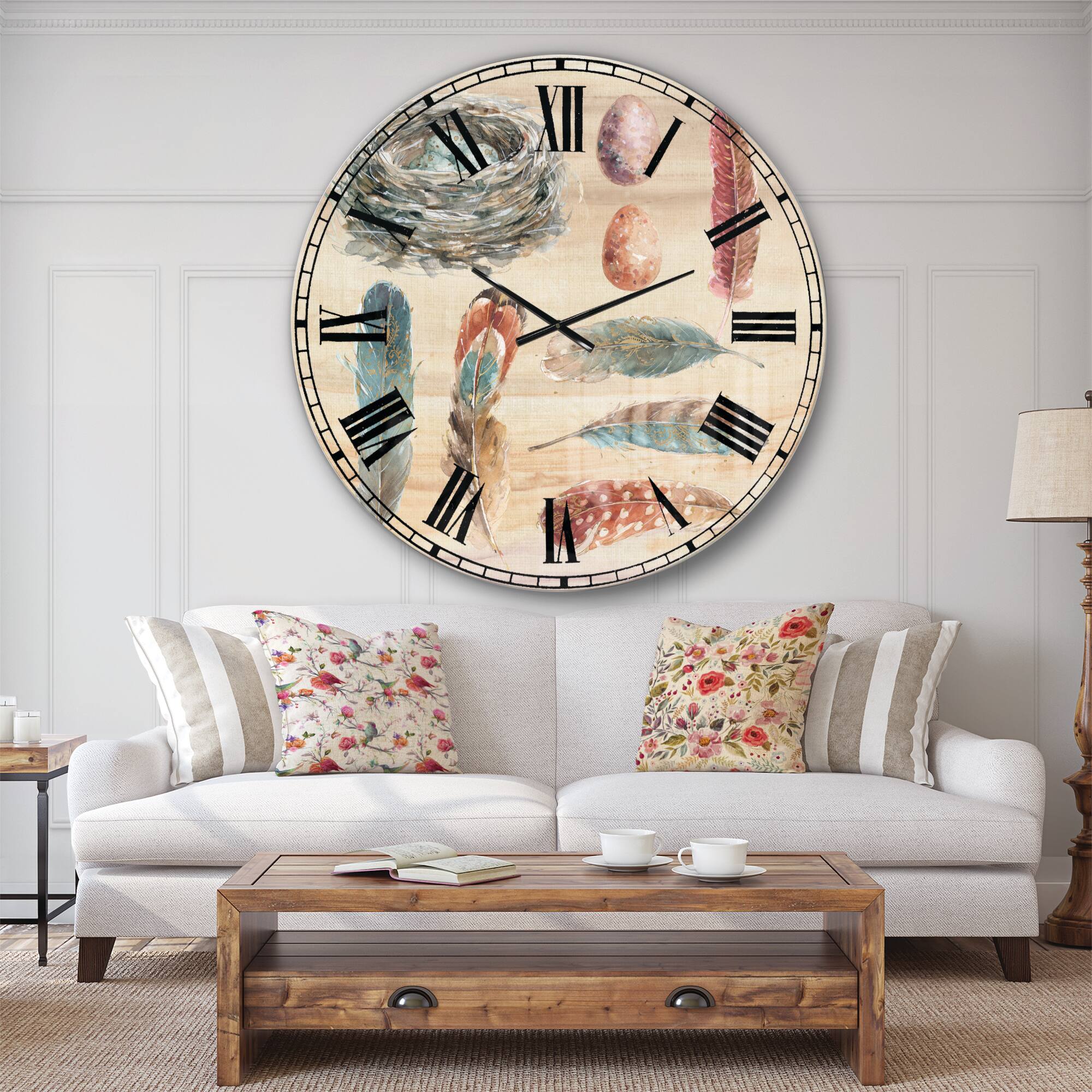 Designart &#x27;Feathers Cottage Family Farmhouse Wall Clock