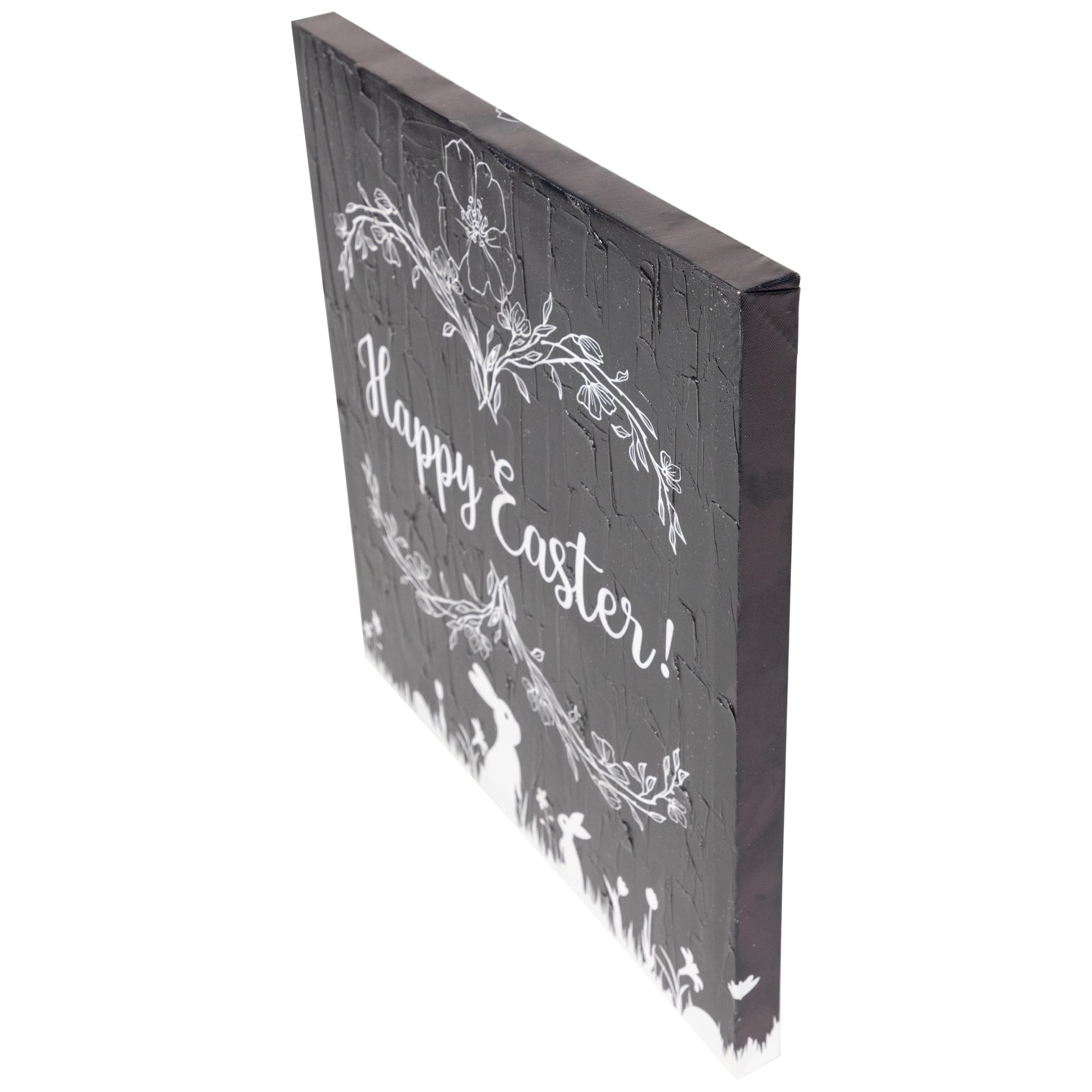Black &#x26; White Happy Easter Bunnies Canvas Wall Art