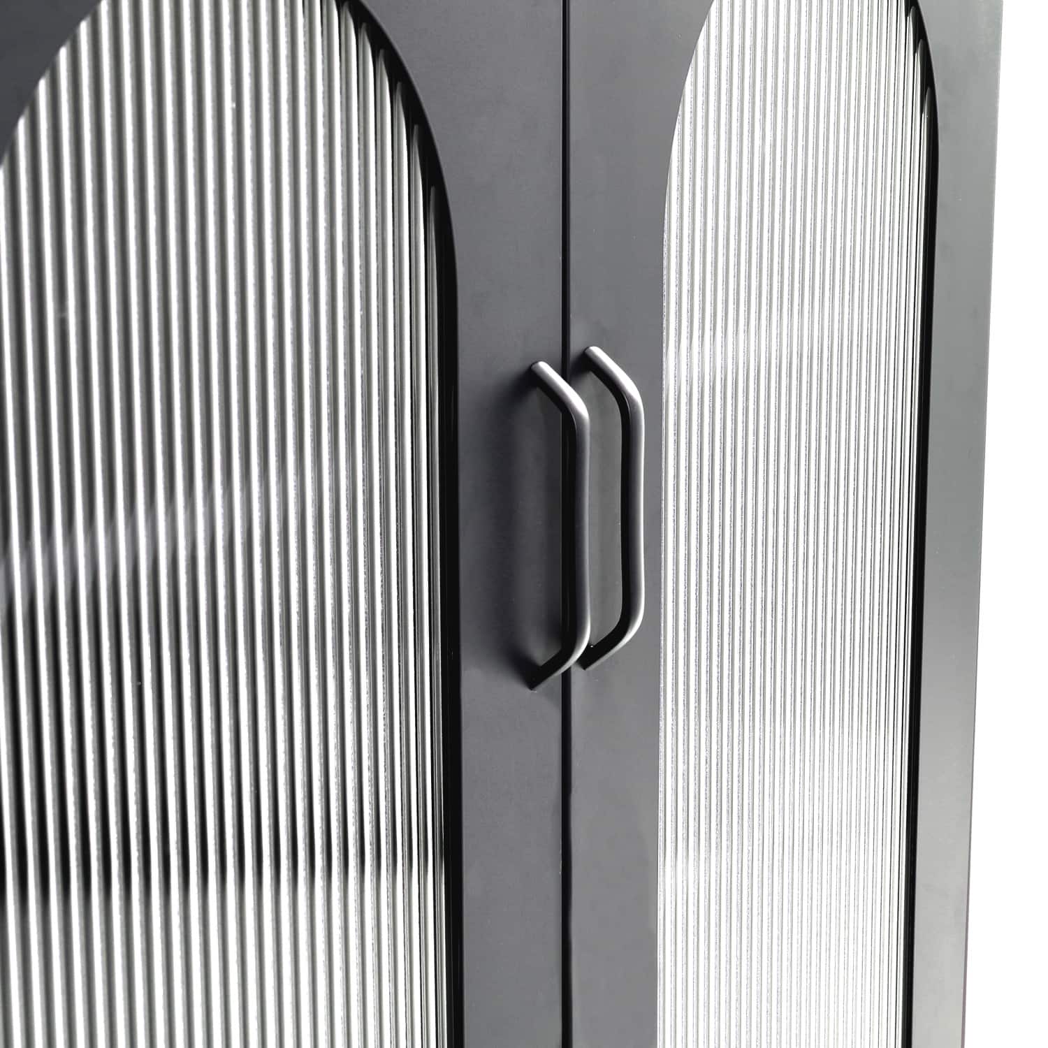 Hello Honey® Solstice 3ft. Black Metal Cabinet with Arched Glass Doors