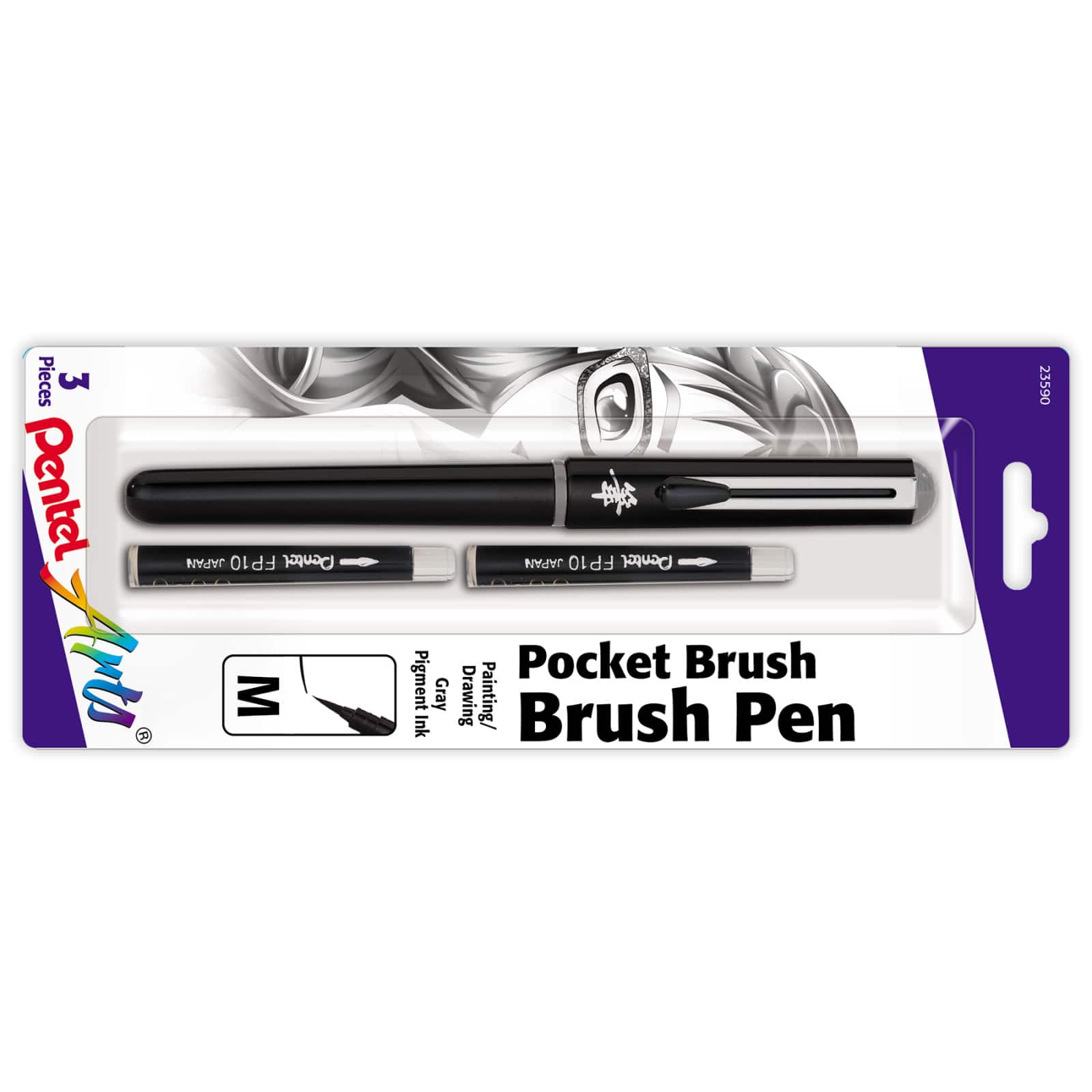 Pentel Arts® Medium Gray Pocket Brush Pen with 2 Refills