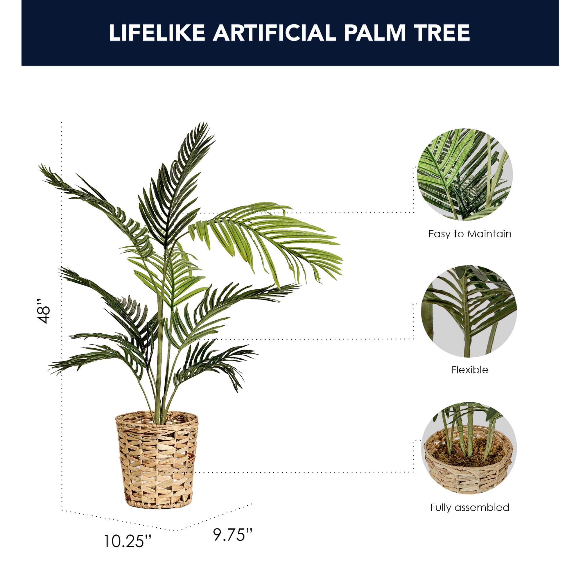 American Art Decor 4ft. Palm Tree in Woven Basket
