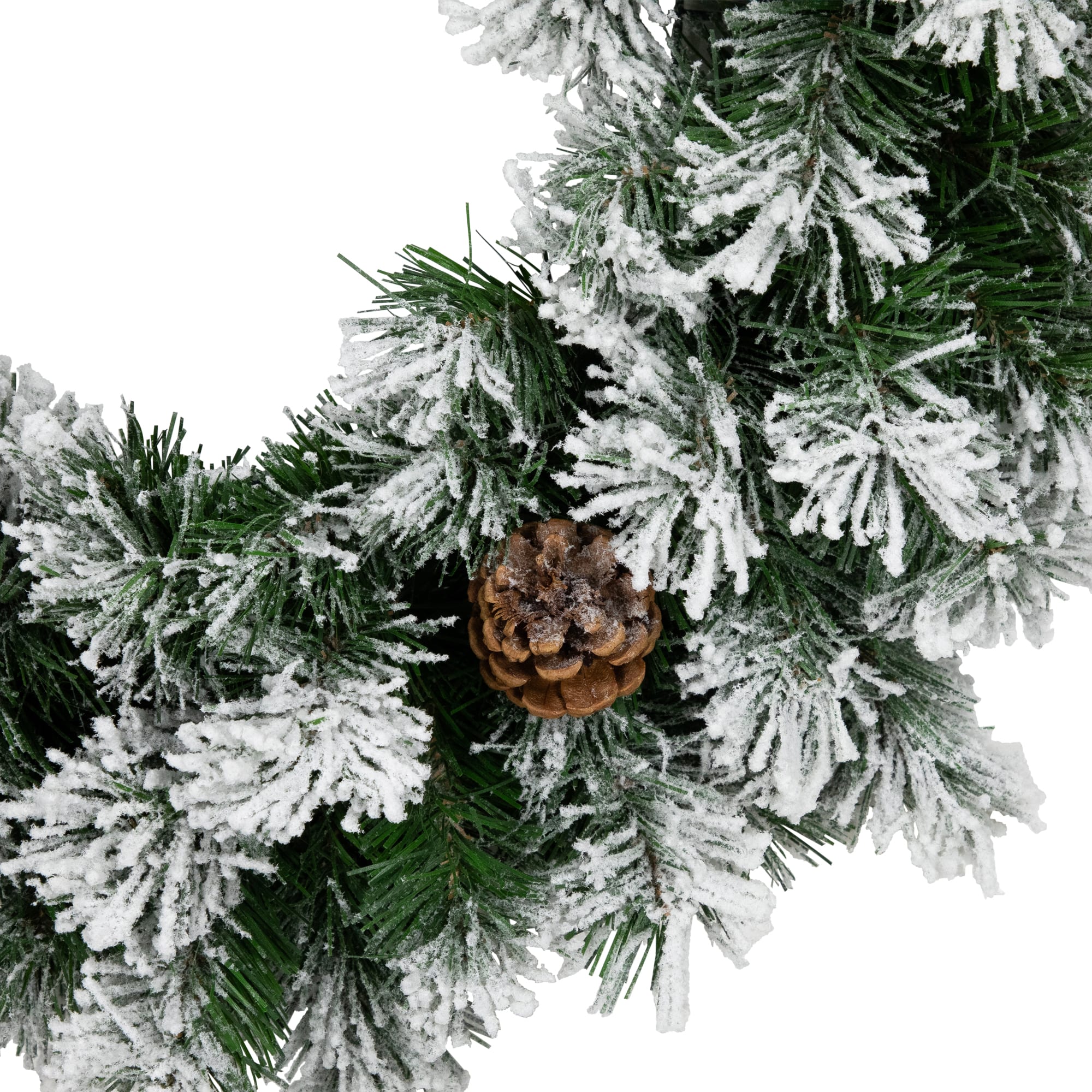 24&#x22; Flocked Angel Pine &#x26; Pinecones Wreath