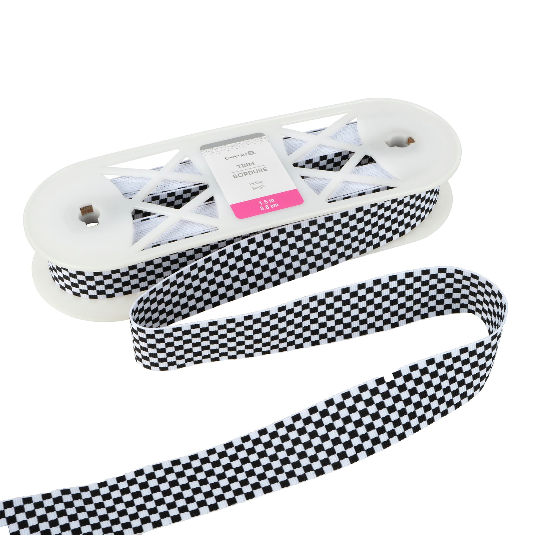 1.5" Black & White Check Belting Trim by Celebrate It®
