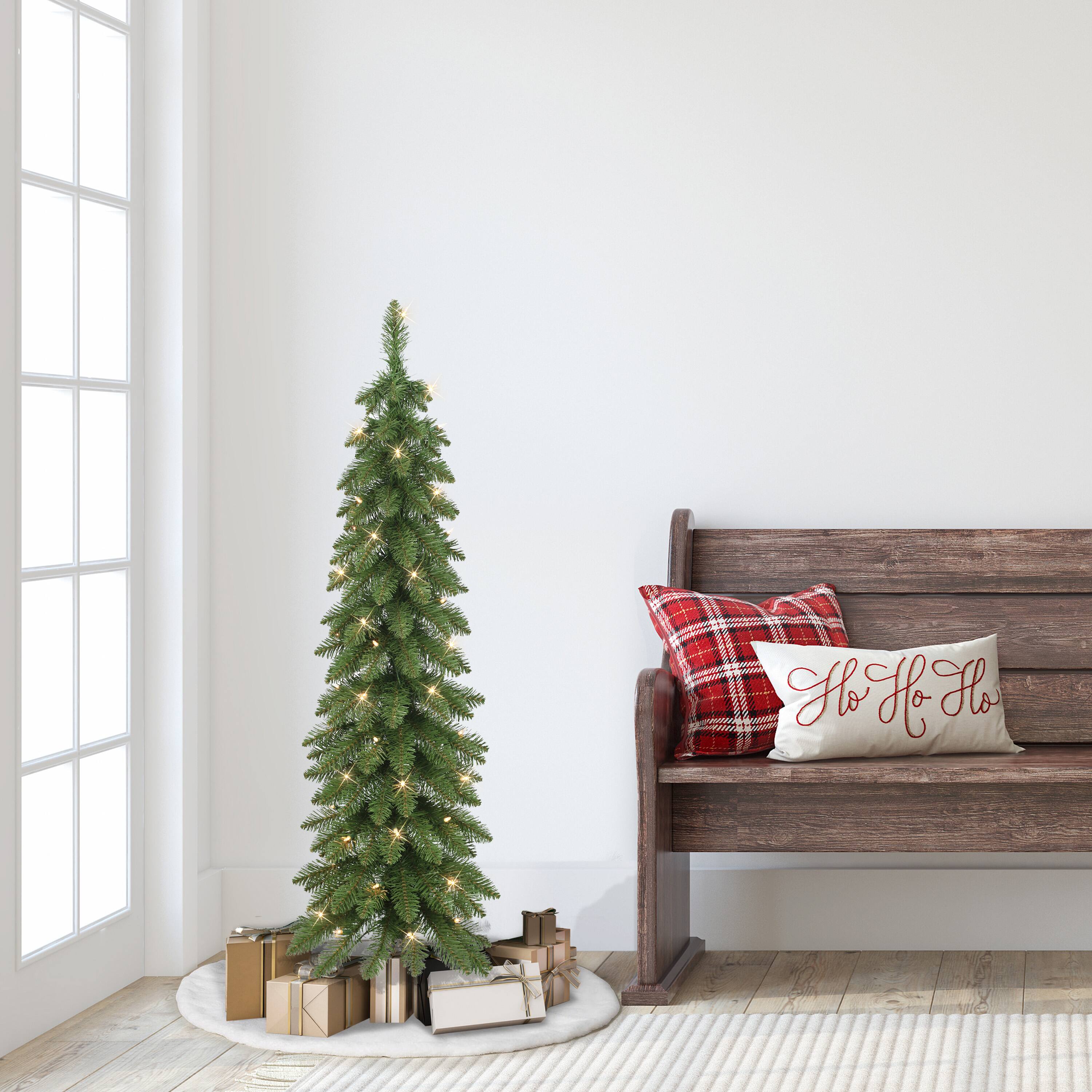 4ft. Pre-Lit Artificial Alpine Pencil Christmas Tree