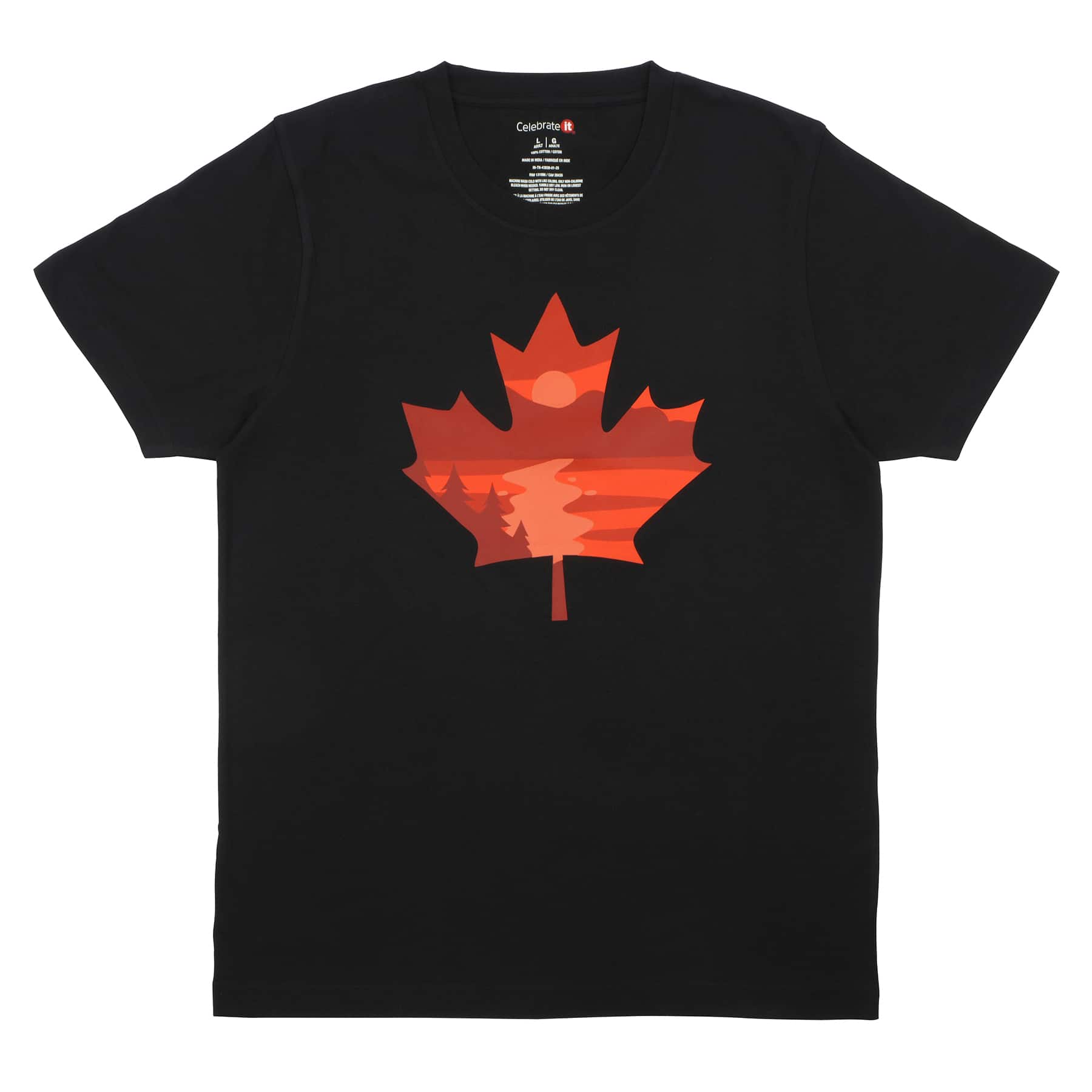Black Landscape Maple Leaf Adult T-Shirt by Celebrate It&#x2122;