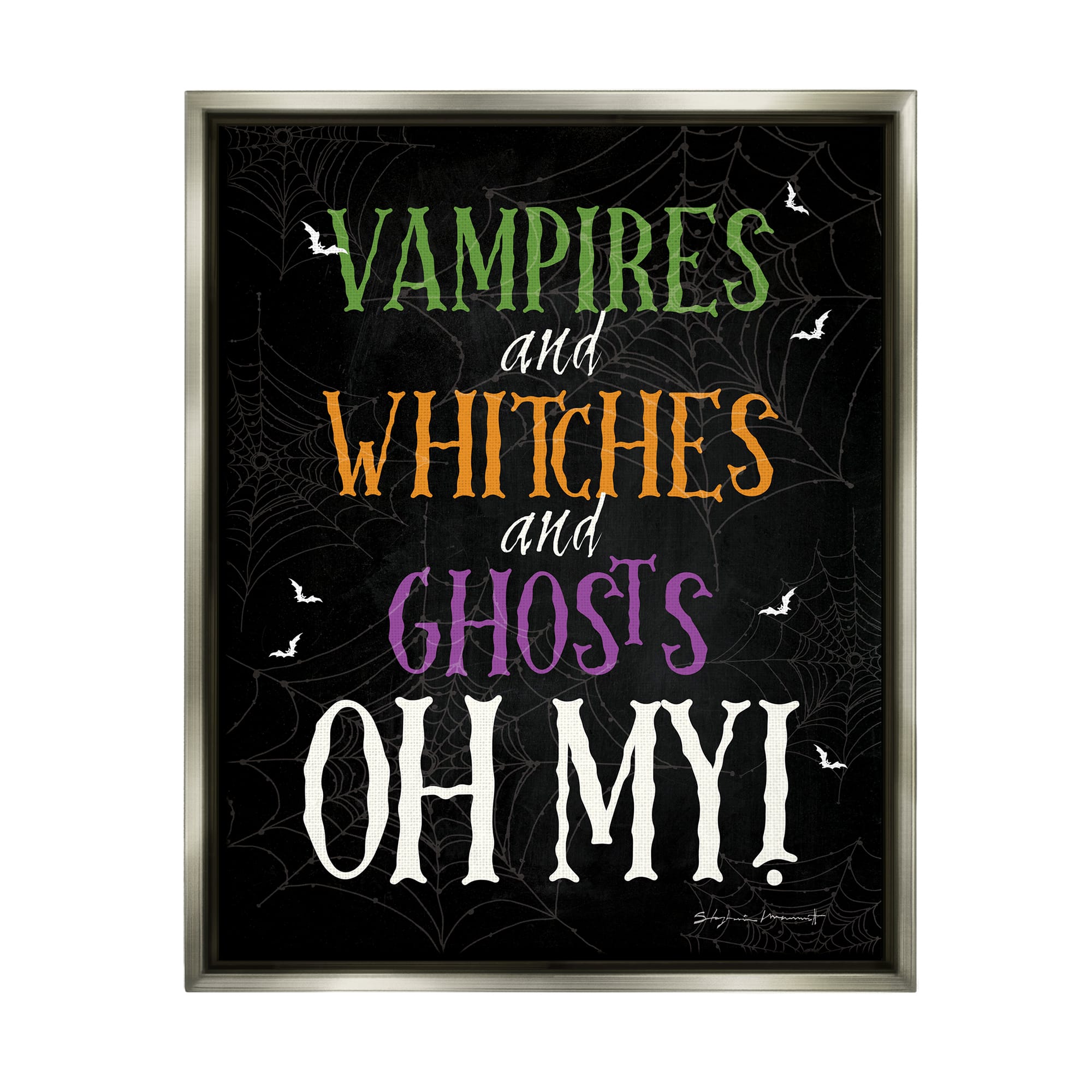 Stupell Industries Vampires Witches Ghosts Phrase Framed Floater Canvas Wall Art