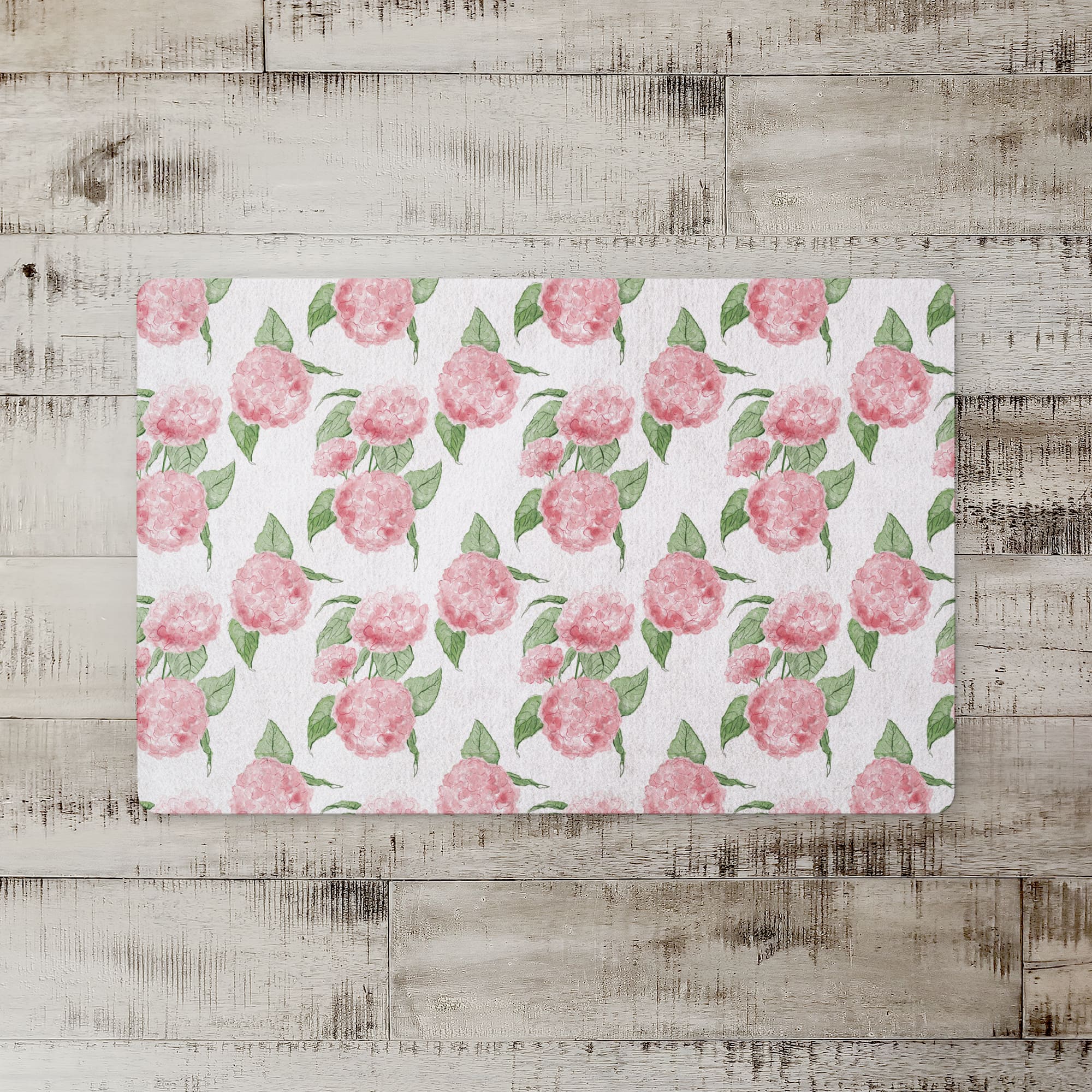 Pink Hydrangea Pattern 27&#x22; x 18&#x22; Floor Mat