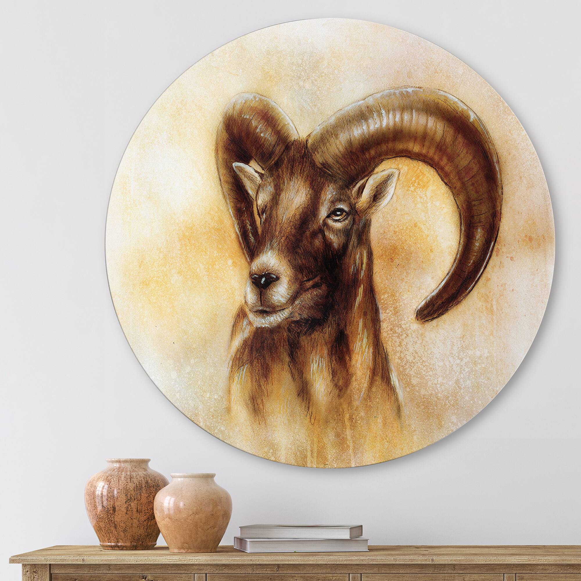 Designart - Portrait of Wild Ram With Mighty Horns I