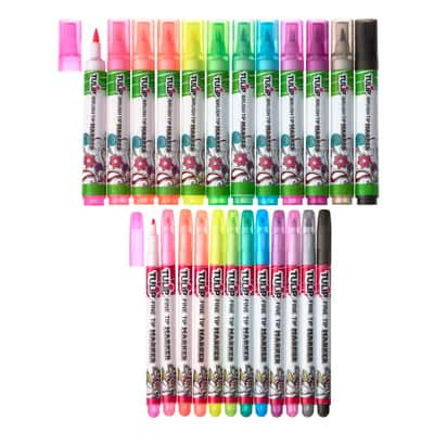 Tulip Fabric Markers Variety Pack 5 Pkg Black Assorted Tips