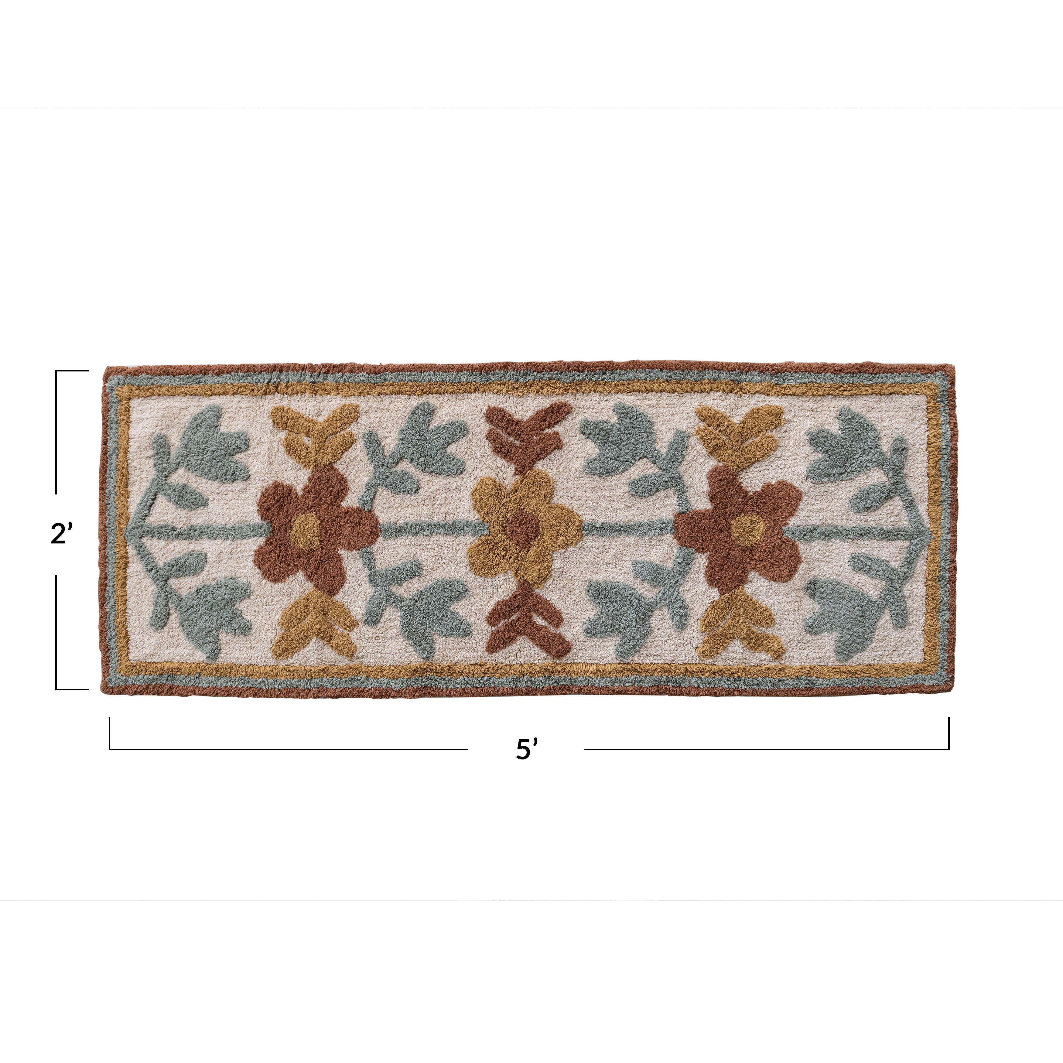 Hello Honey® 5ft. Cotton Tufted Floor Runner with Flowers
